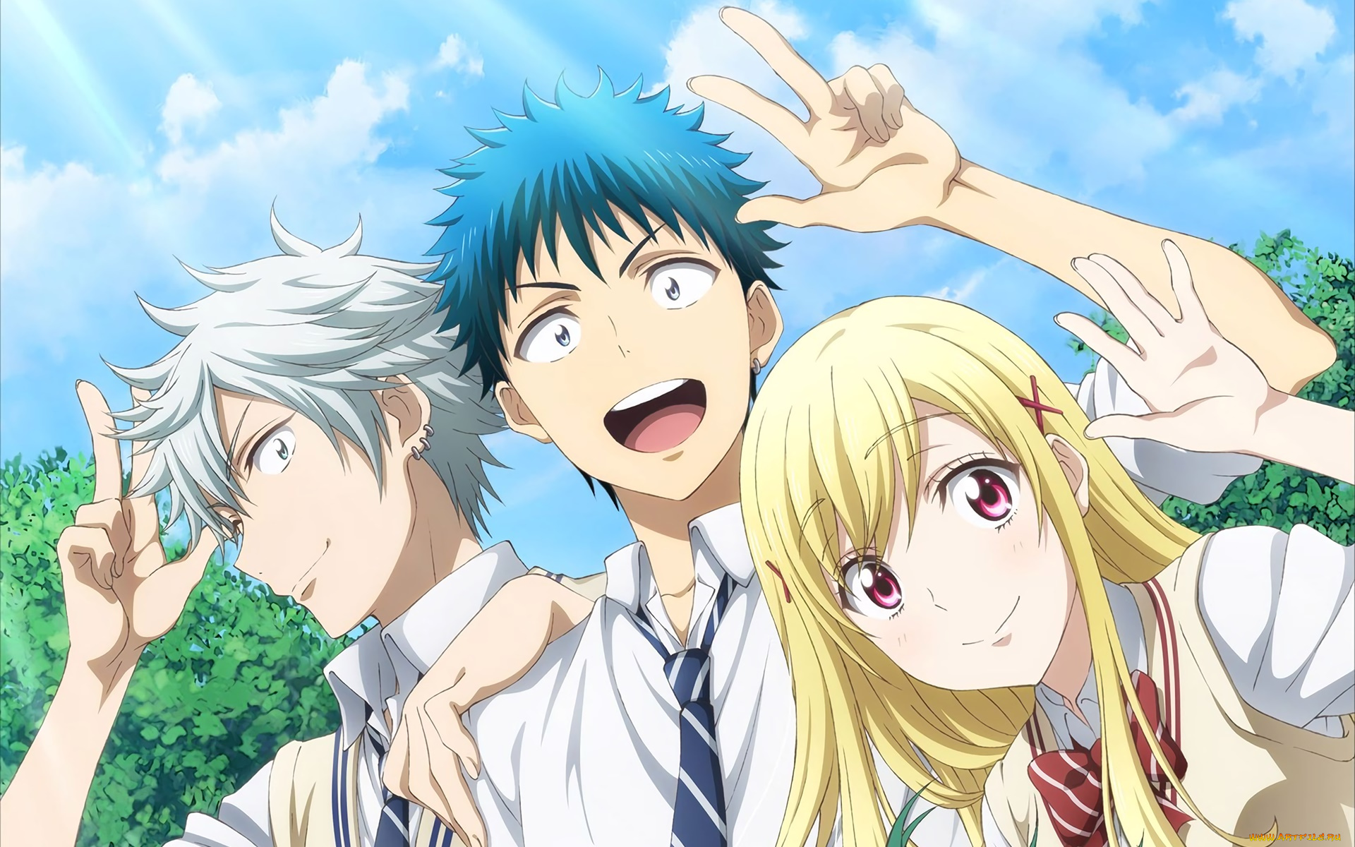 yamada-kun, to, 7-nin, no, majo, аниме, фон, взгляд, девушка, парни