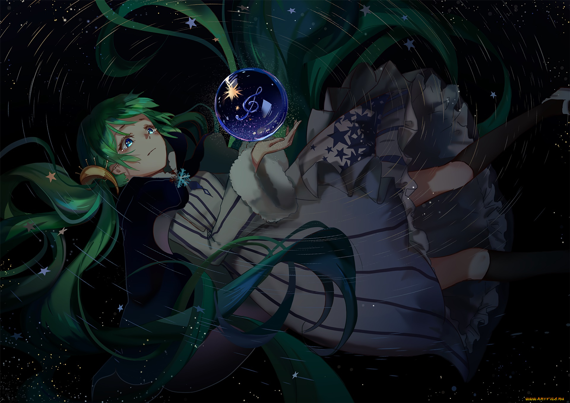 аниме, vocaloid, фон, взгляд, девушка