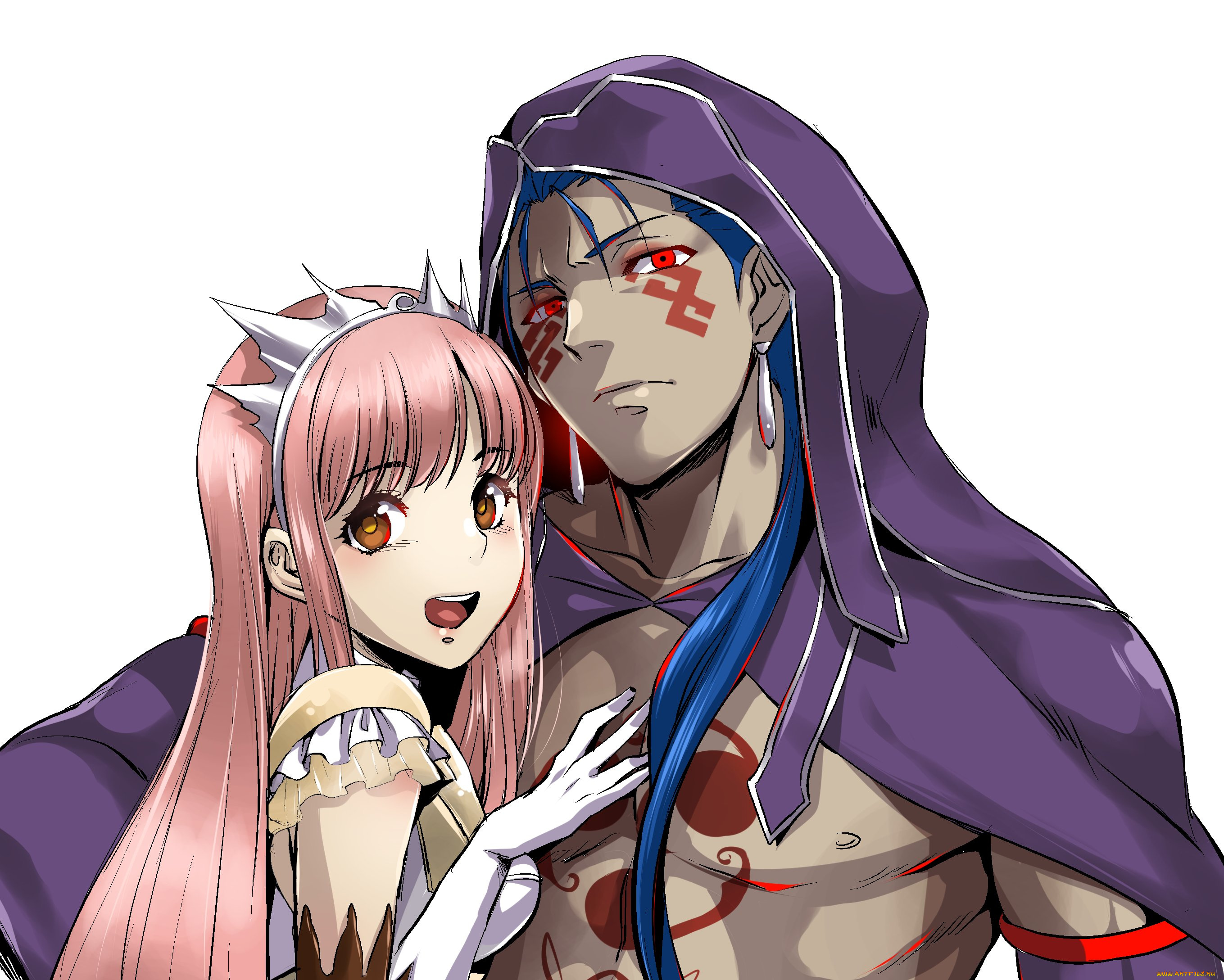 аниме, fate, stay, night, девушка, фон, парень, взгляд