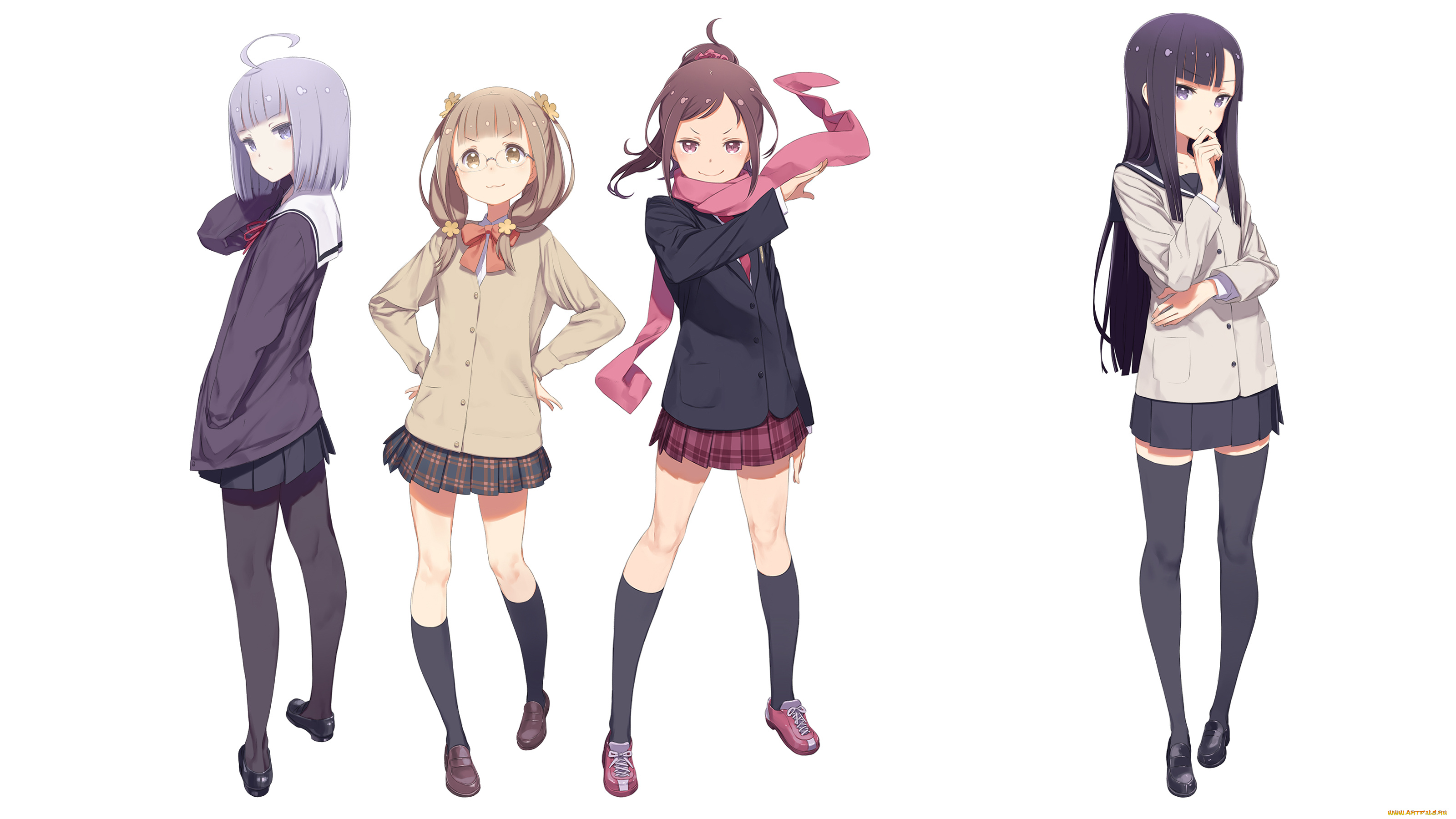 аниме, unknown, , другое, девушки, взгляд, фон