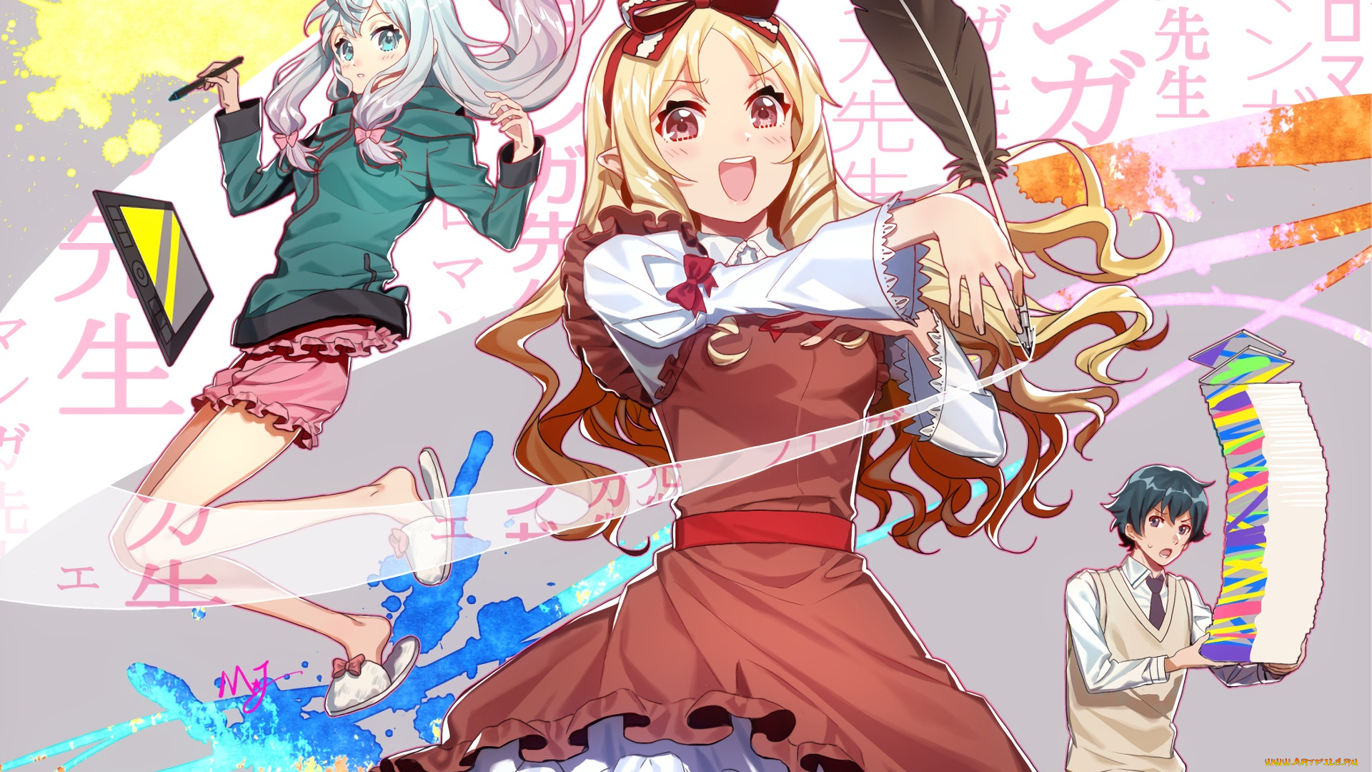 аниме, eromanga-sensei, взгляд, фон, девушка