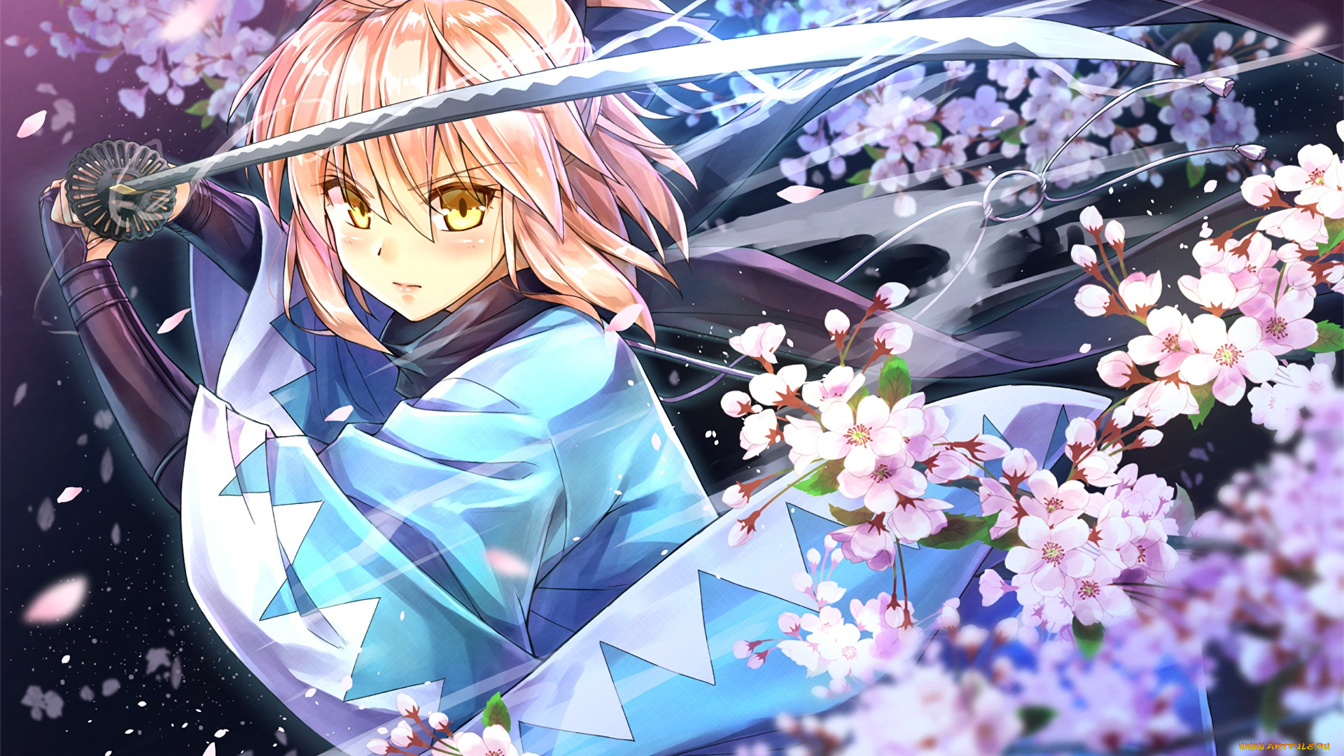 аниме, fate, stay, night, фон, взгляд, девушка