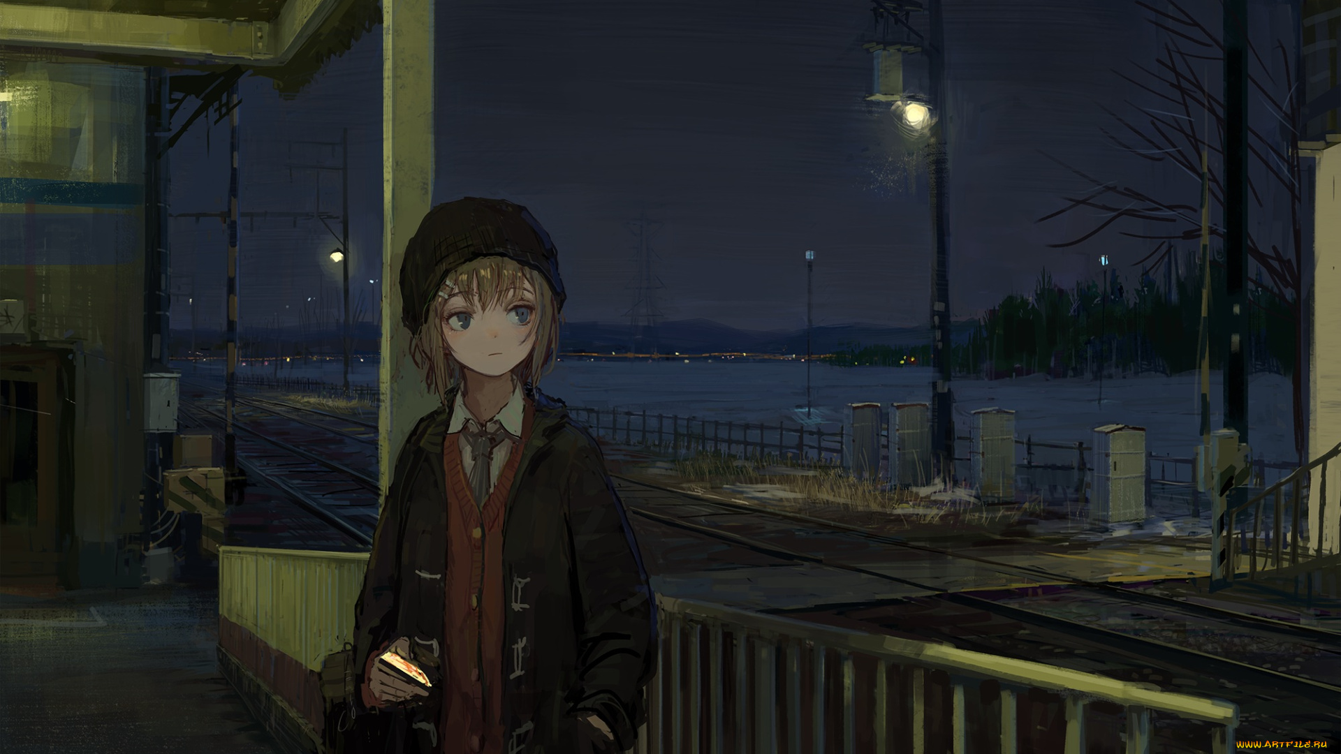 аниме, город, , улицы, , здания, original