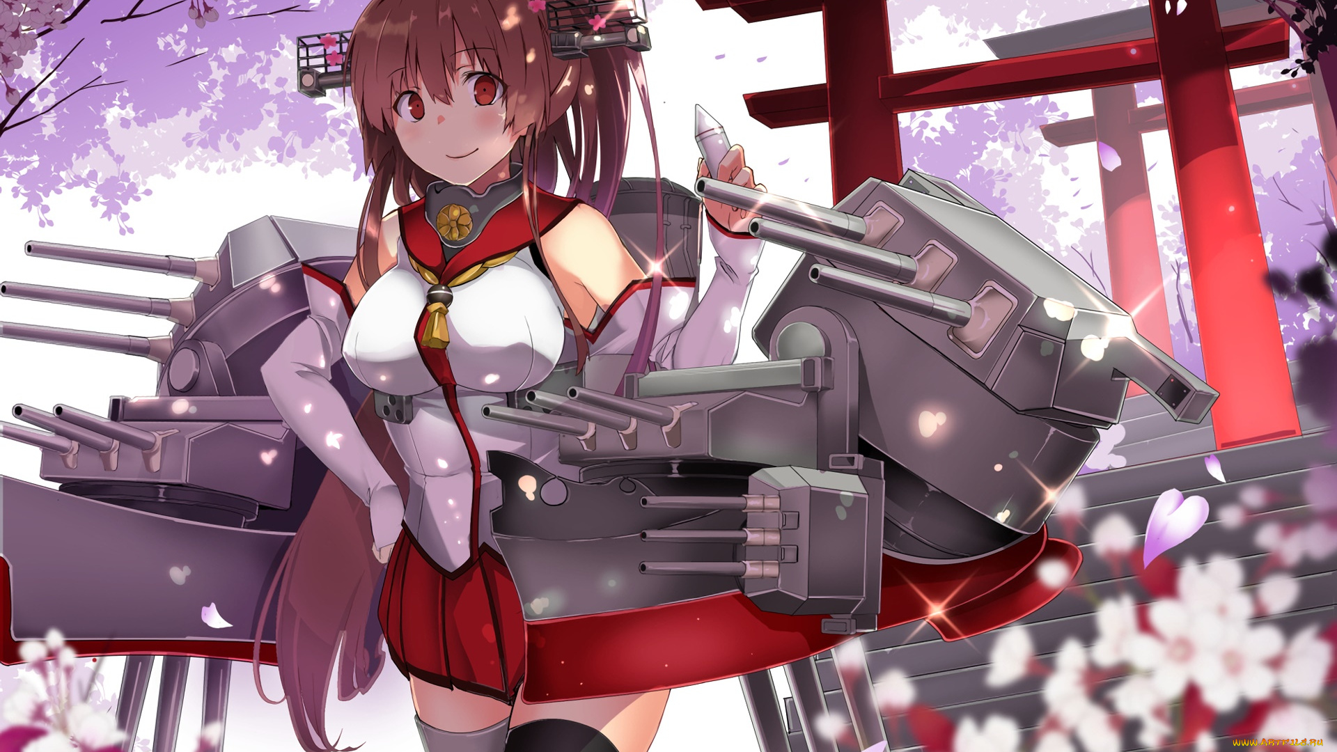 аниме, kantai, collection, фон, взгляд, девушка