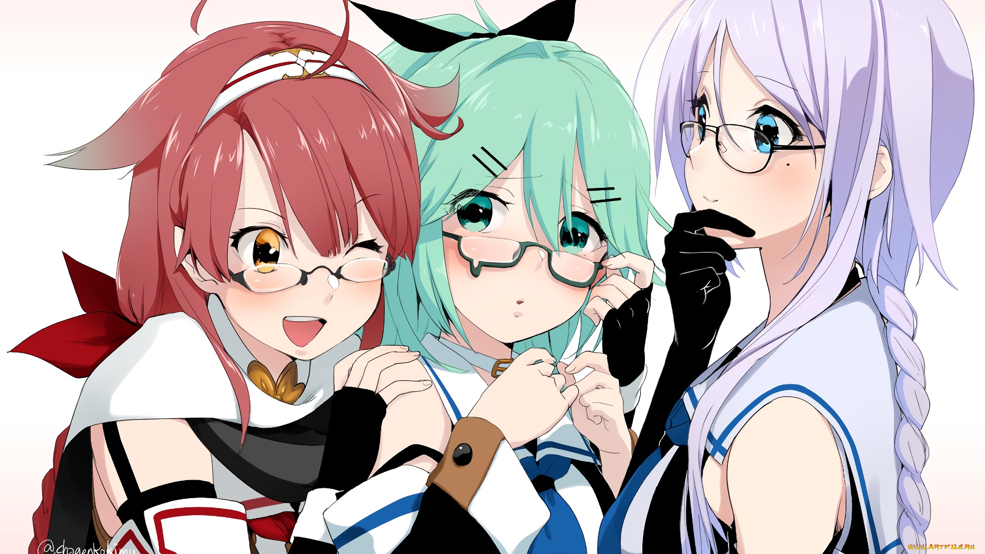 аниме, kantai, collection, фон, взгляд, девушки