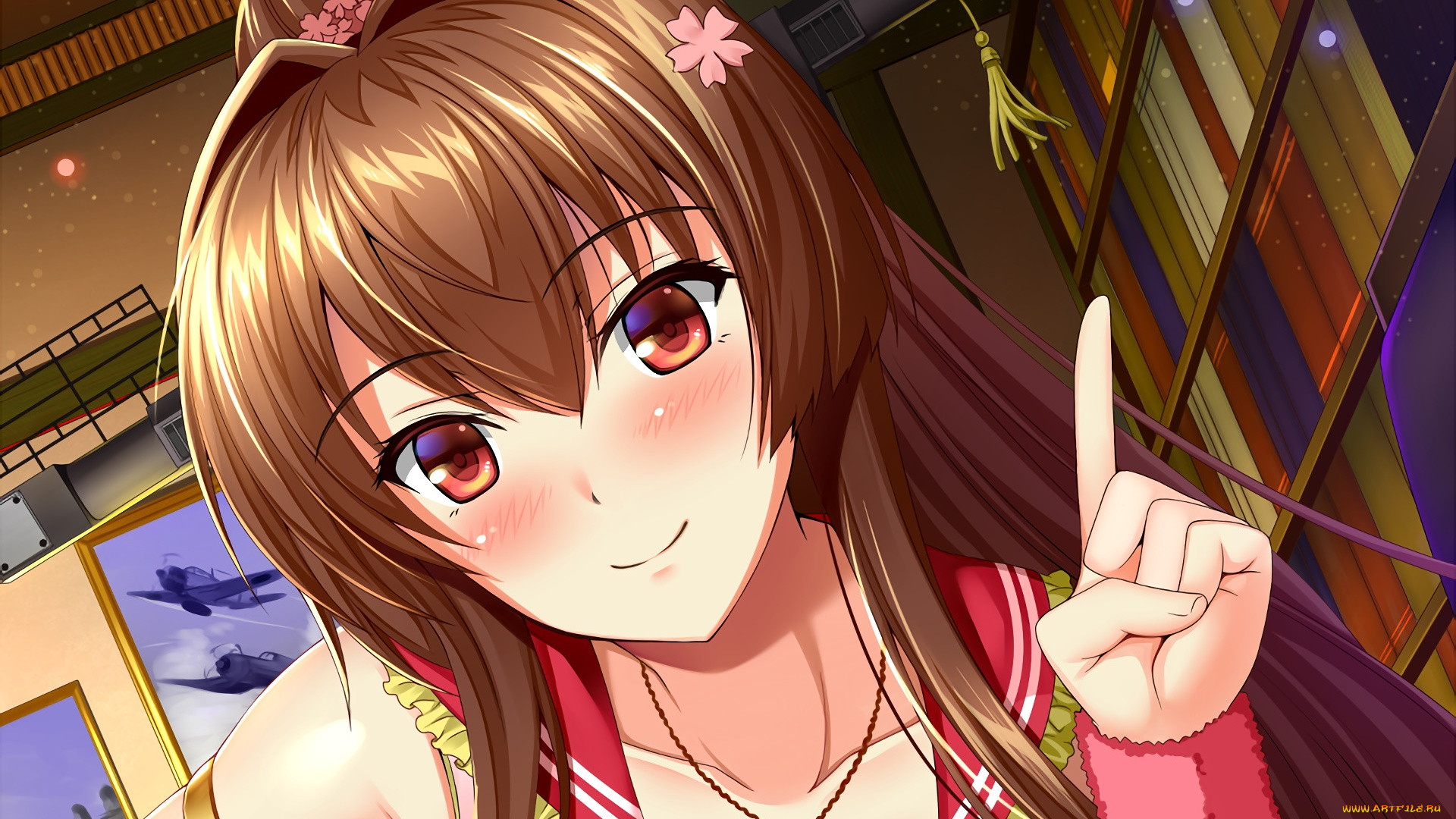 аниме, kantai, collection, фон, взгляд, девушка