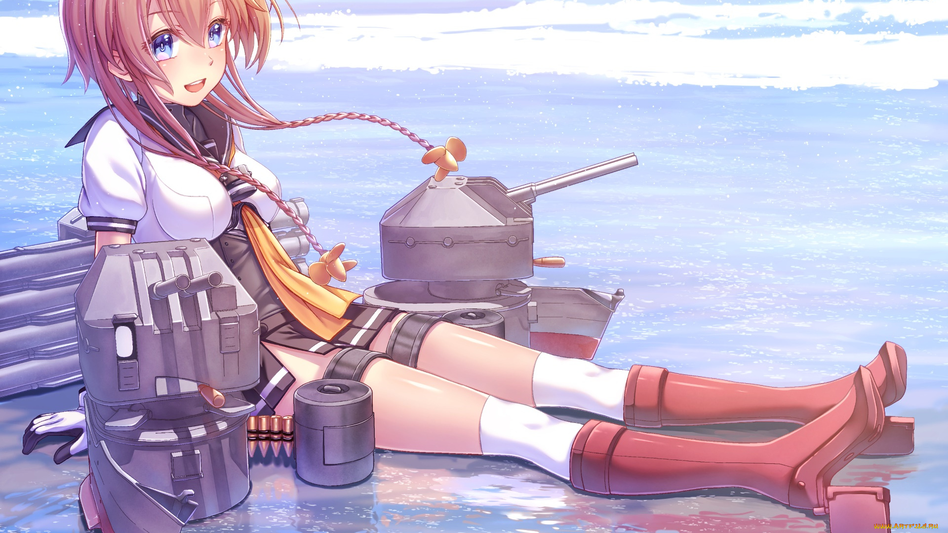 аниме, kantai, collection, взгляд, фон, девушка