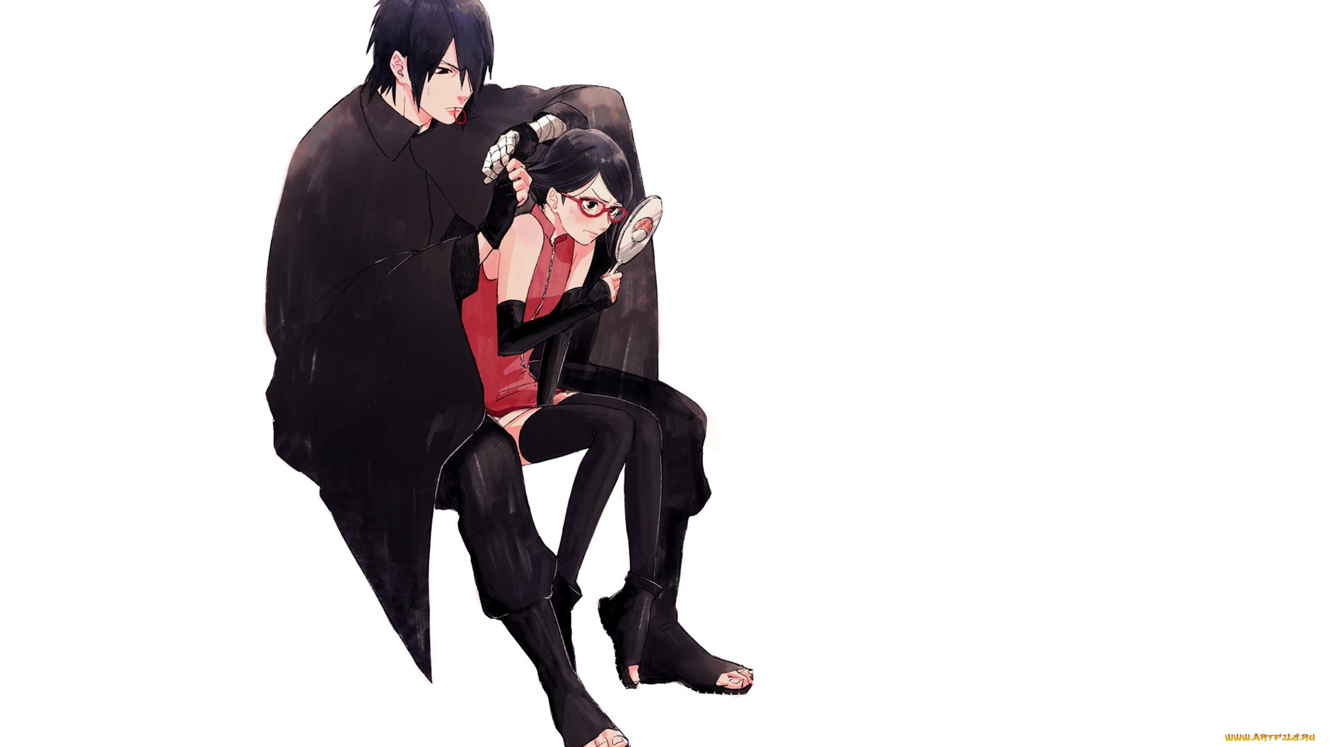 аниме, naruto, сарада, саске