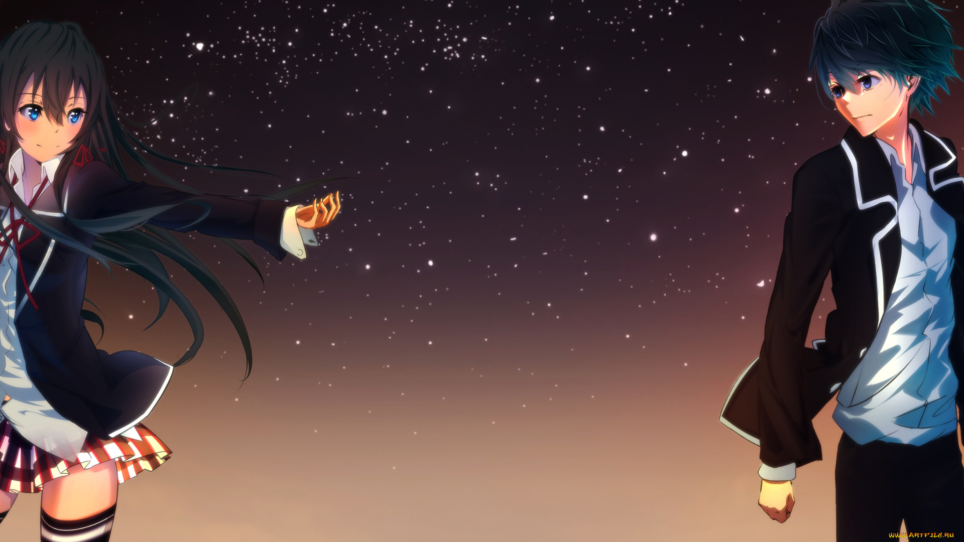 аниме, oregairu, двое