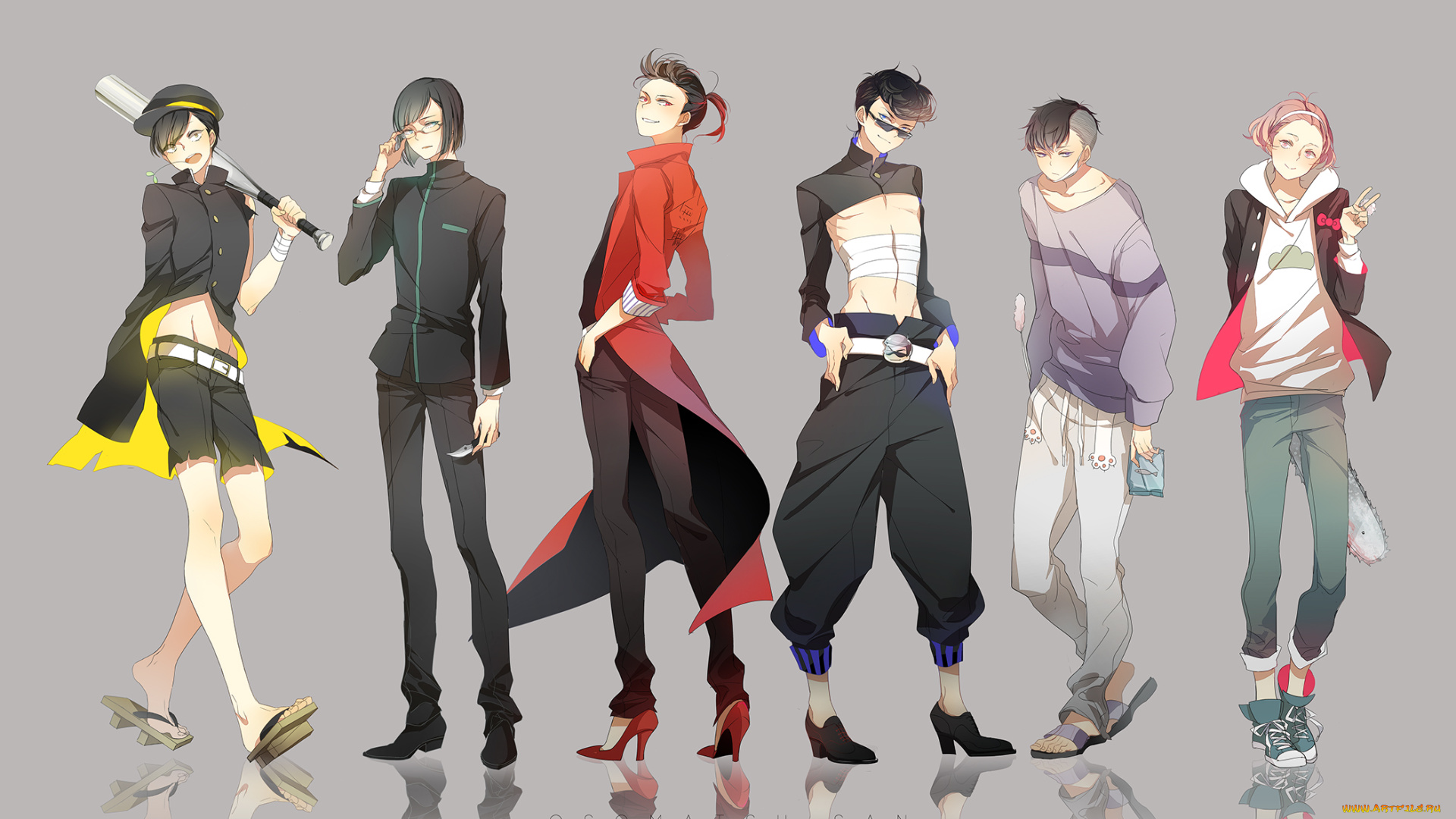 аниме, osomatsu-san, парни