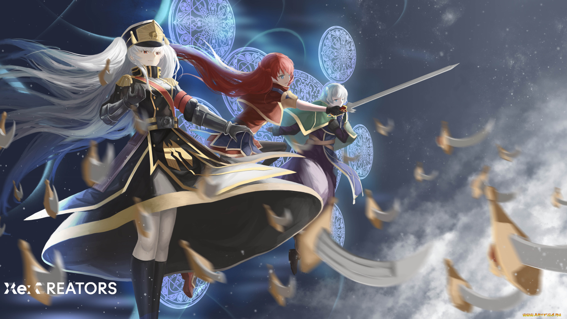 аниме, re, , creators, девушка, взгляд, фон