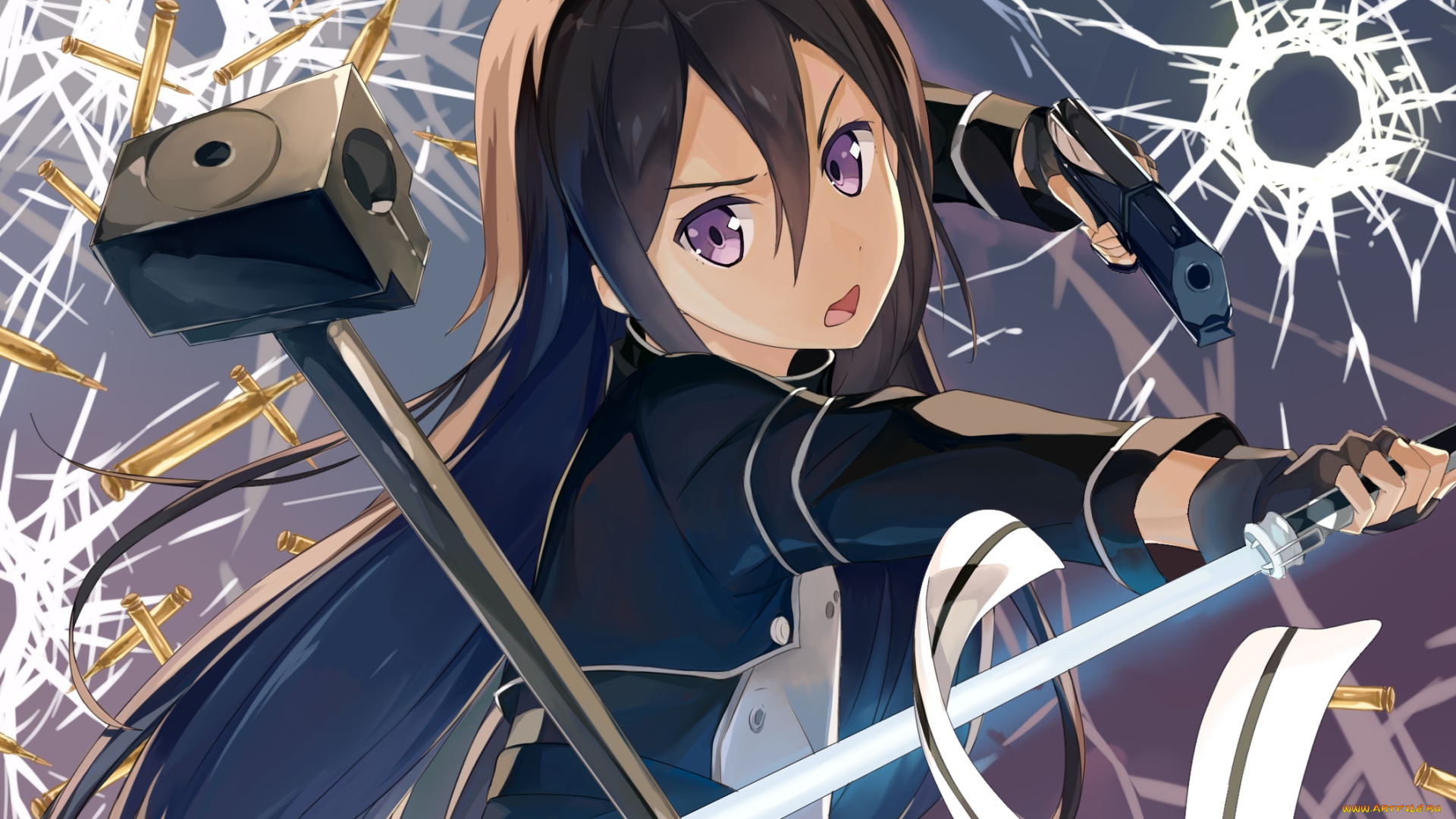 аниме, sword, art, online, фон, взгляд, девушка