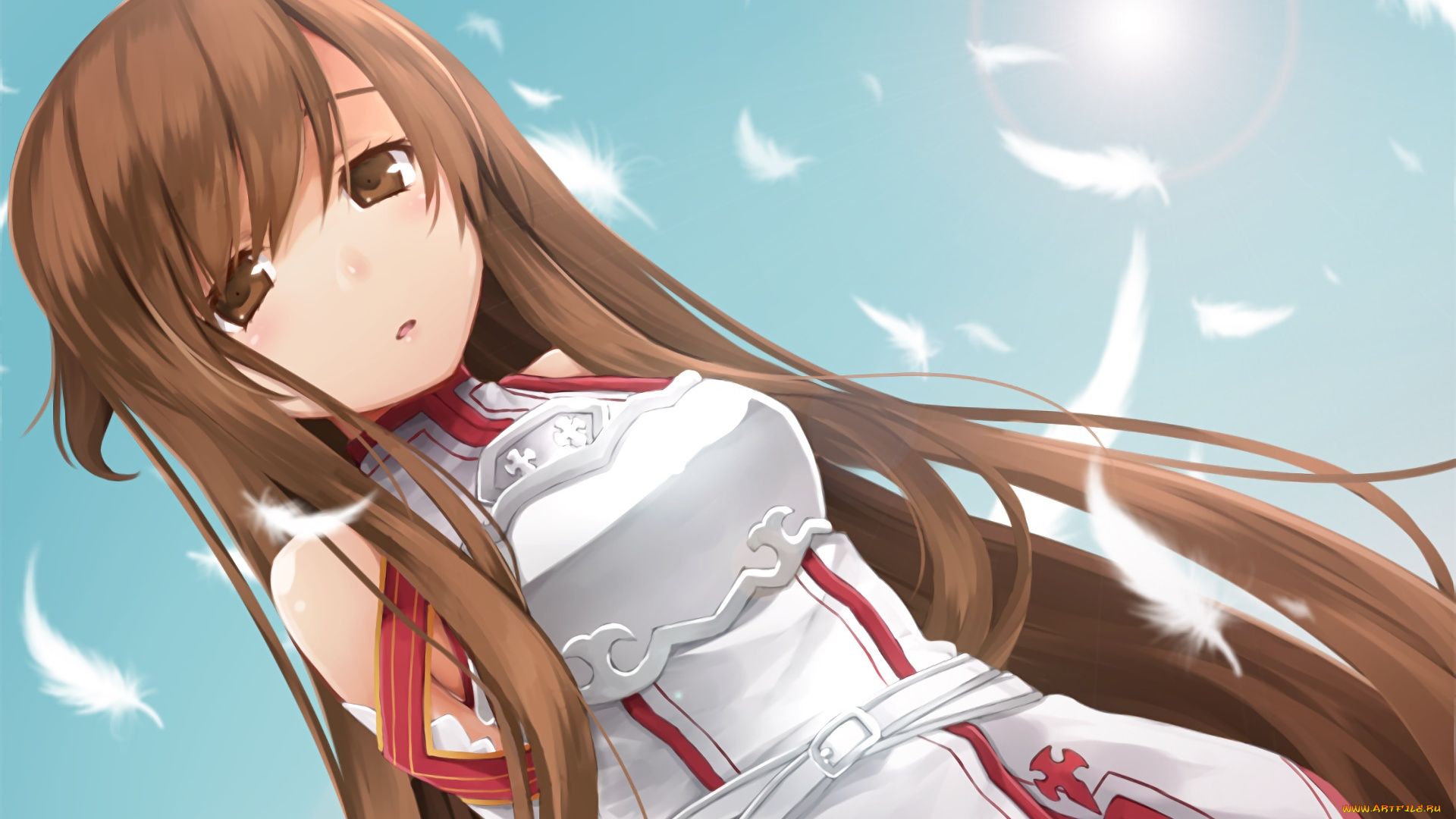 аниме, sword, art, online, взгляд, девушка, фон