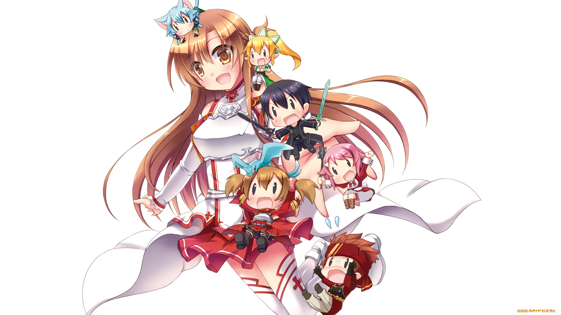 аниме, sword, art, online, взгляд, фон, девушка