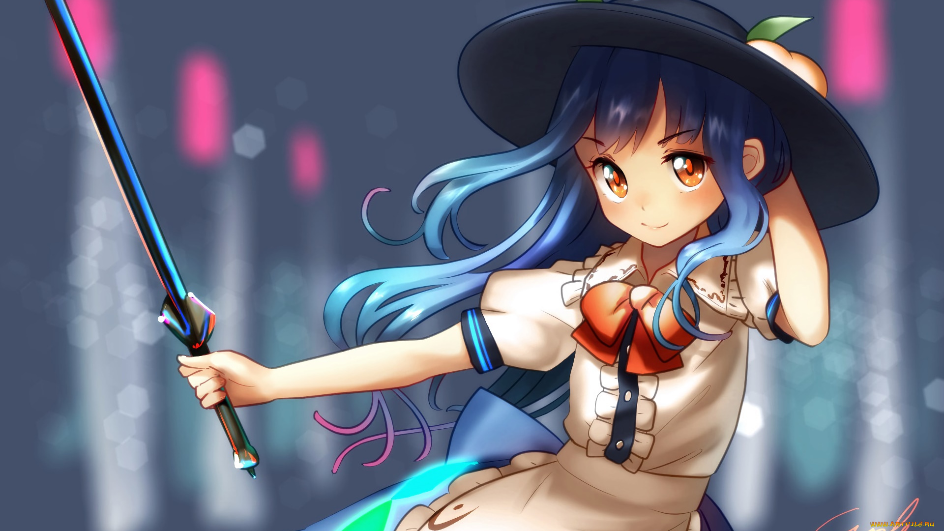 аниме, touhou, фон, взгляд, девушка