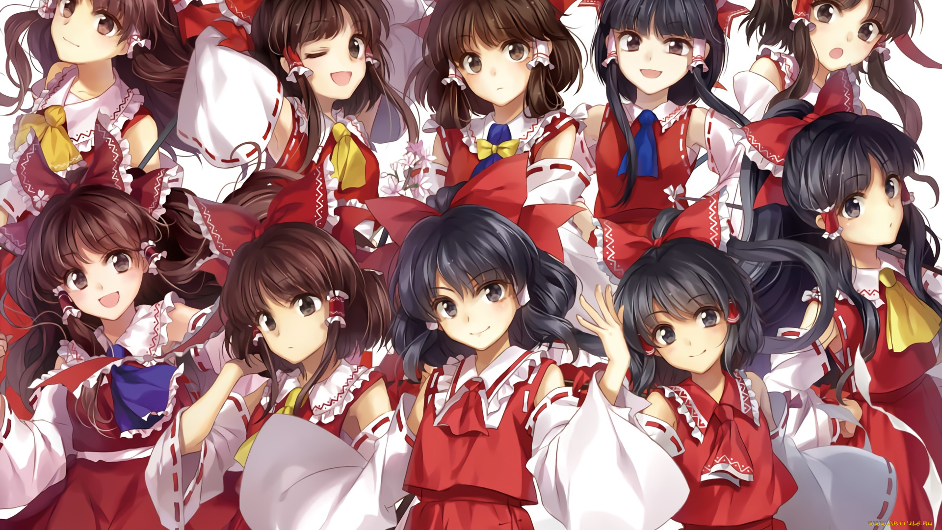 аниме, touhou, фон, взгляд, девушки