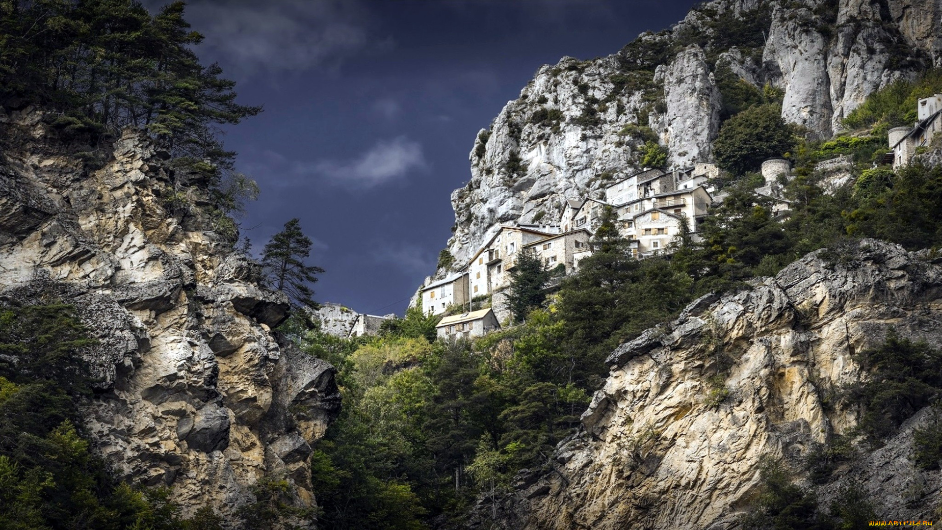 города, -, здания, , дома, дома, скалы, горы