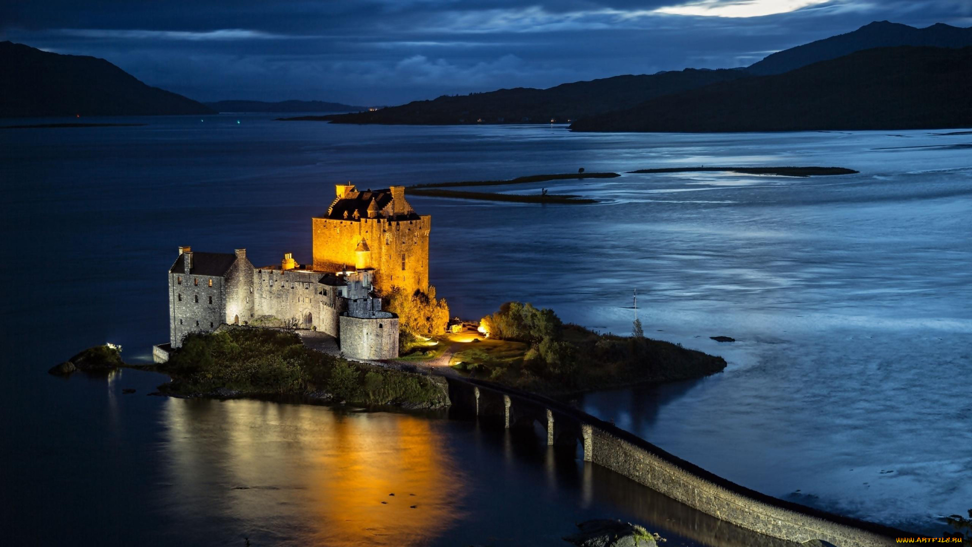 города, замок, эйлен-донан, , шотландия, eilean, donan