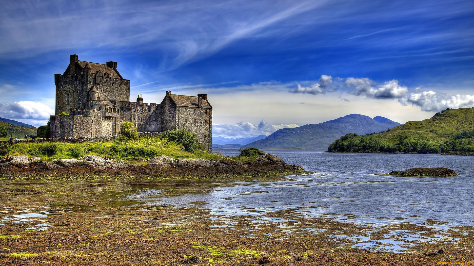 города, замок, эйлен-донан, , шотландия, eilean, donan