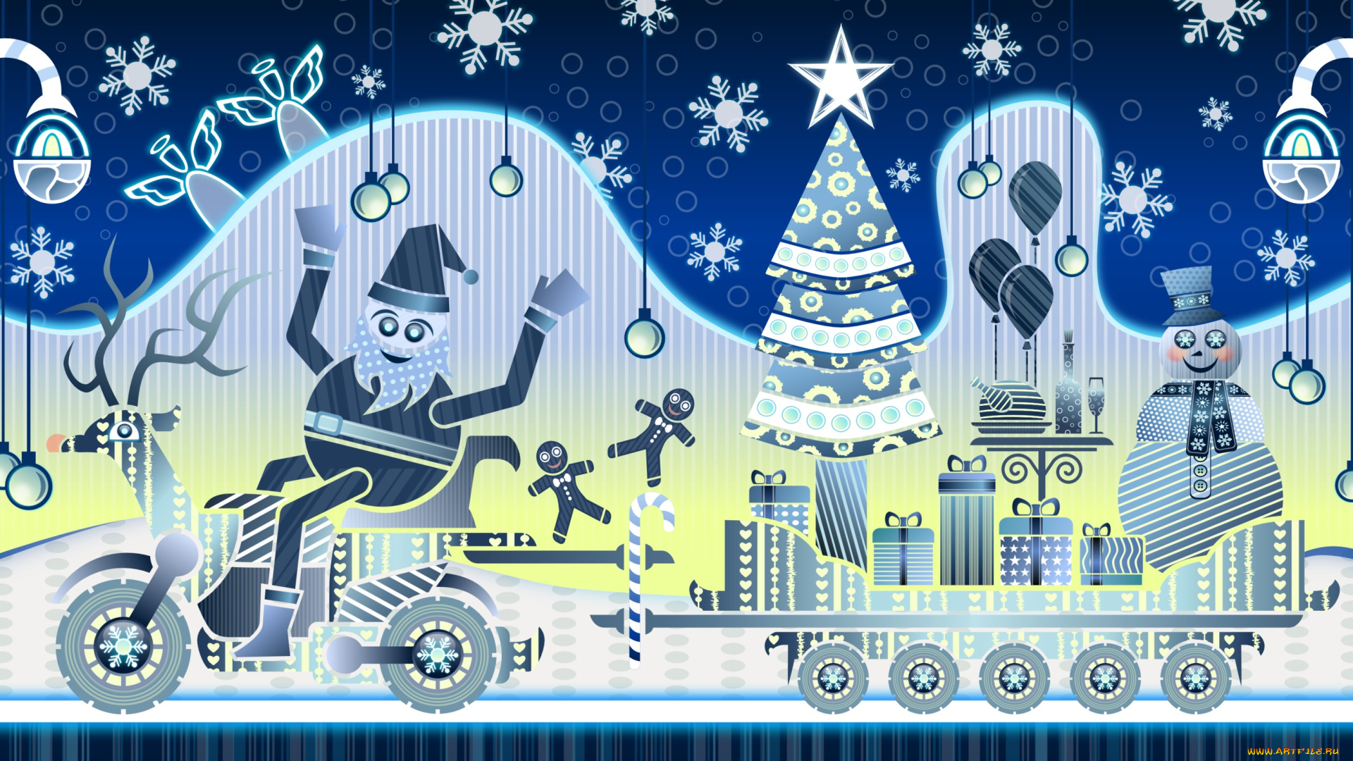 праздничные, векторная, графика, , новый, год, снежинки