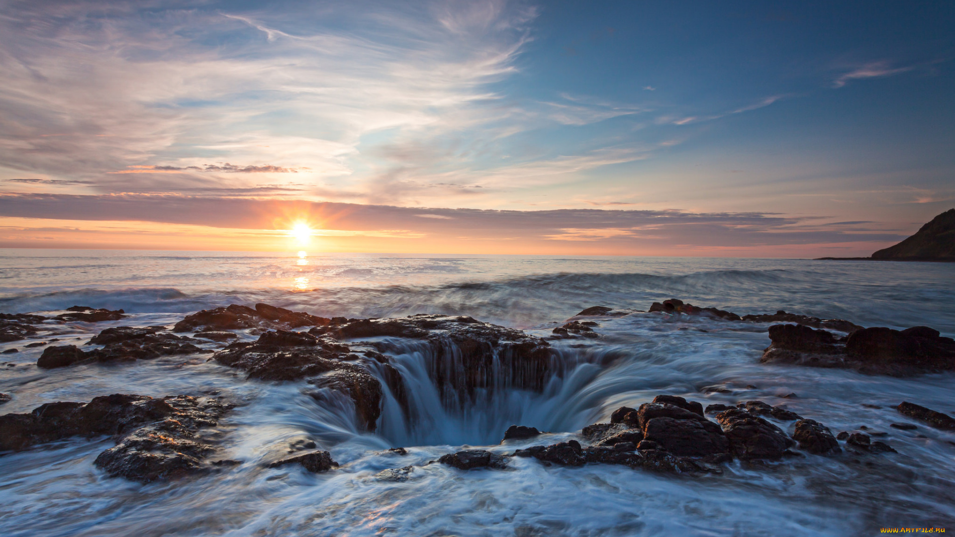 природа, побережье, рассвет