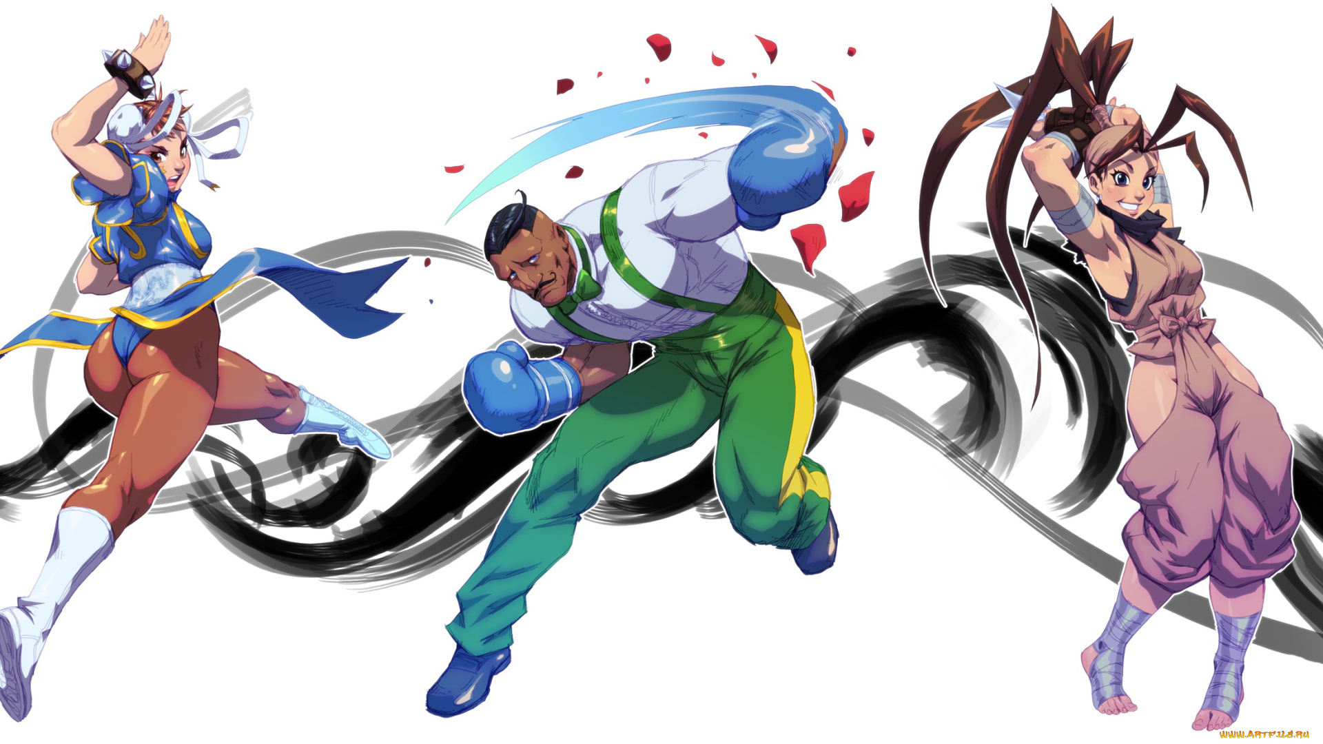 рисованное, комиксы, мужчина, девушки, боксер, взгляд, фон, униформа