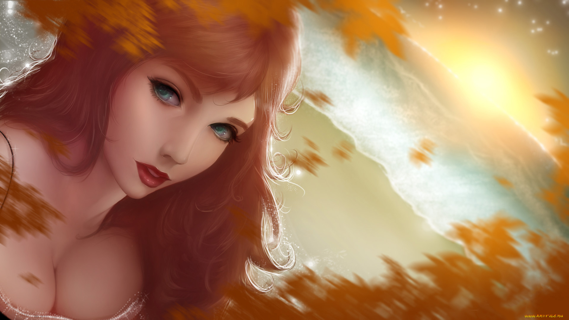 рисованное, люди, фон, девушка, взгляд