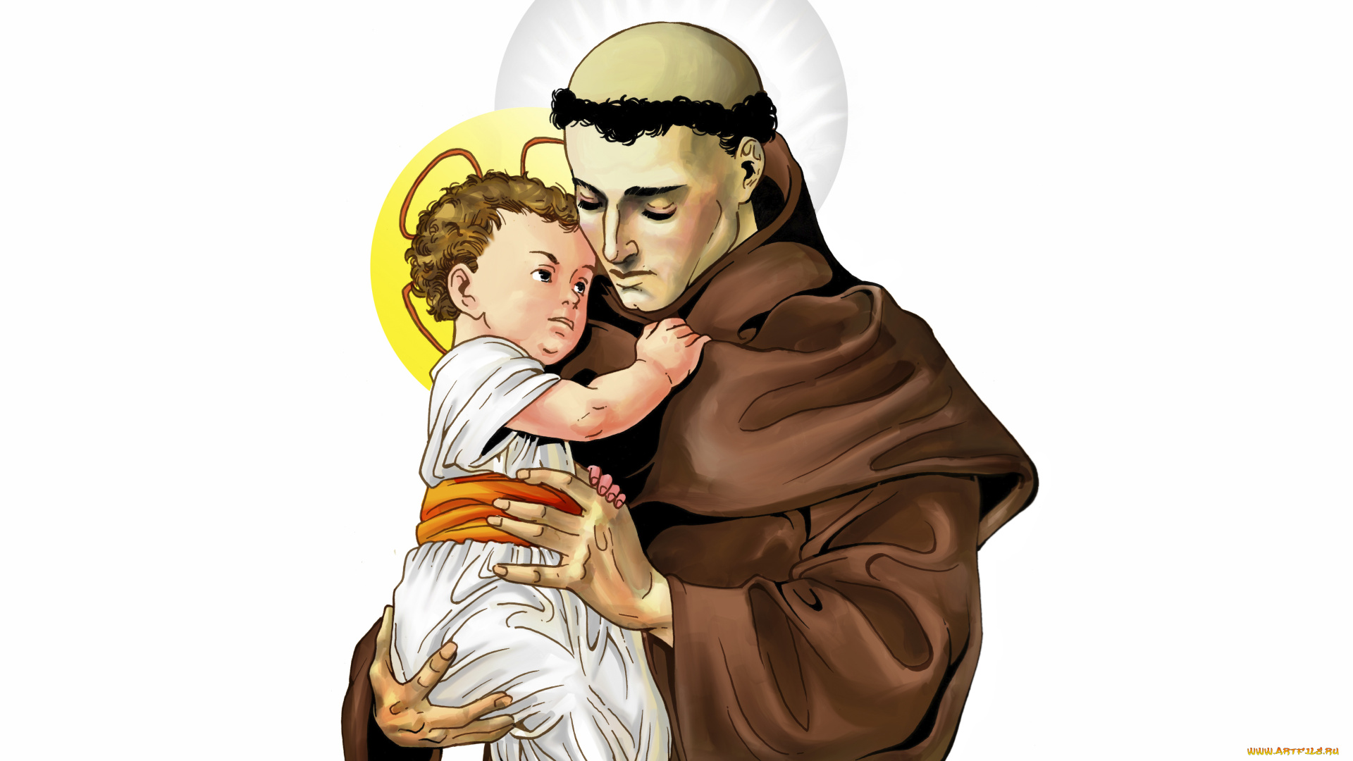 рисованное, люди, нимб, ребенок, фон, мужчина