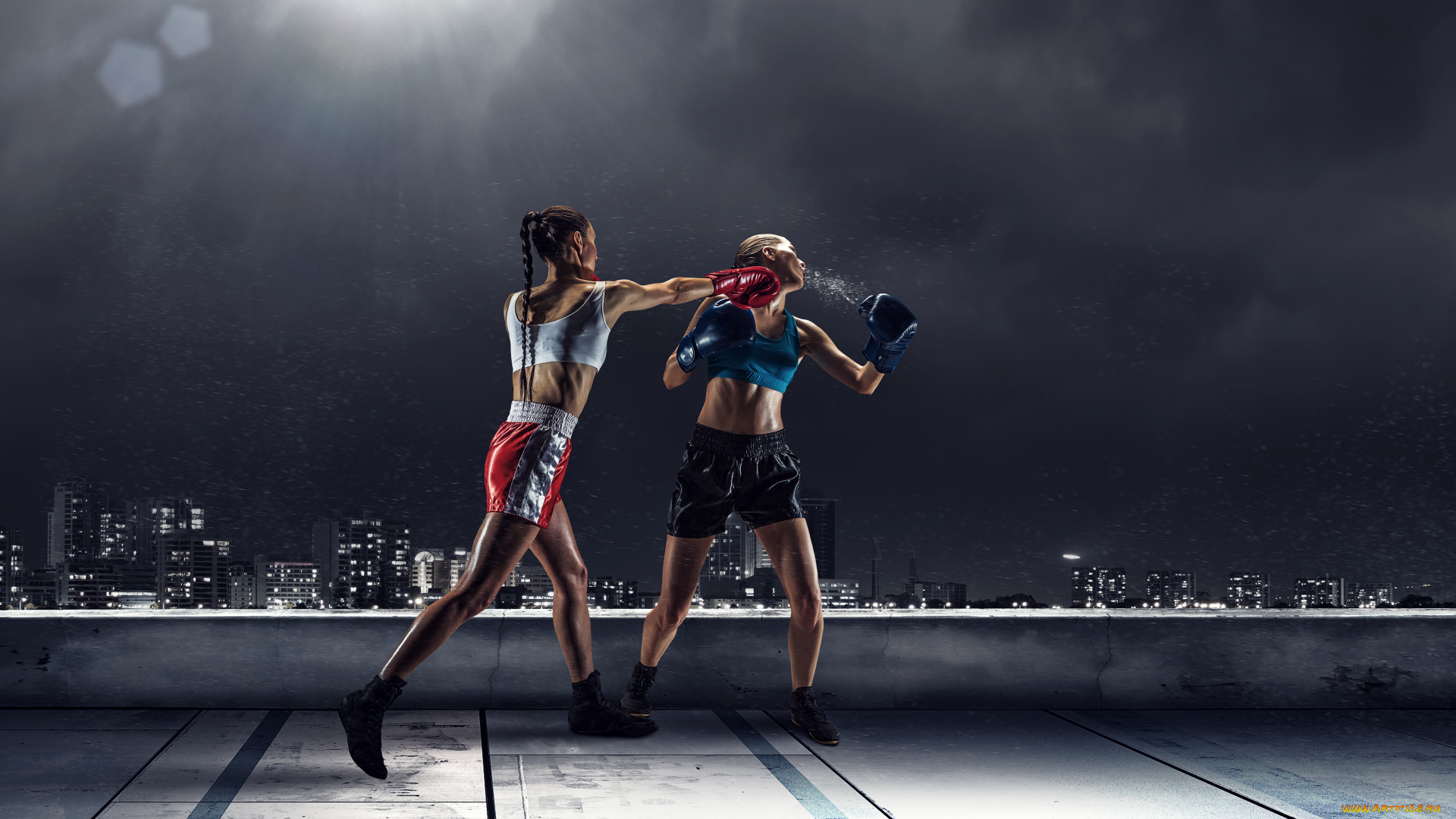 спорт, бокс, девушки, взгляд, фон