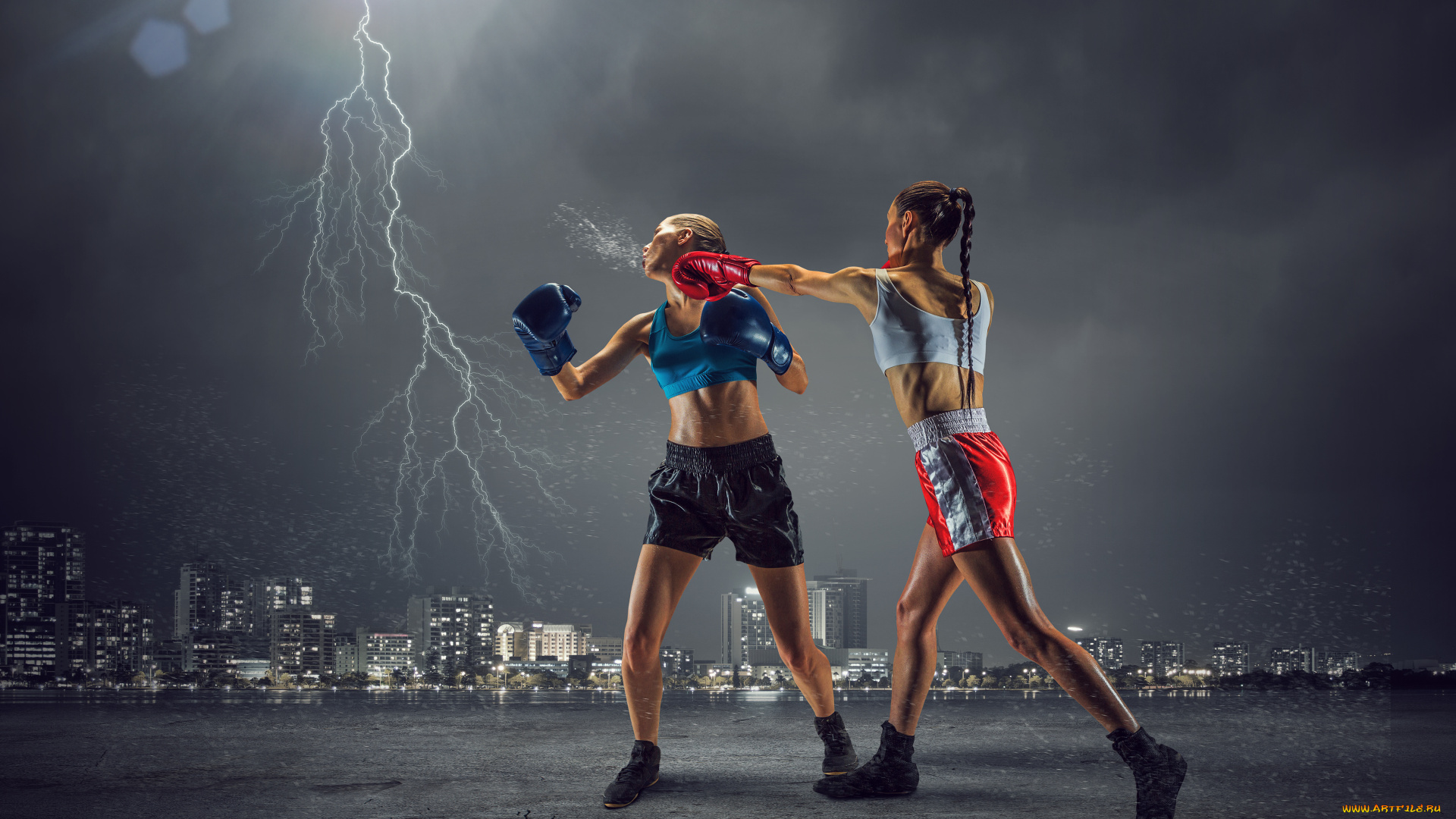 спорт, бокс, девушки, взгляд, фон