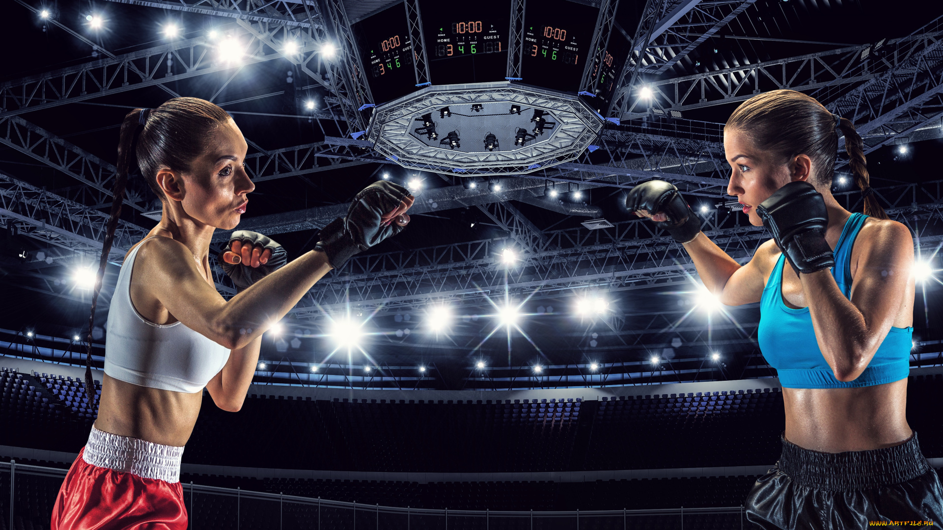 спорт, бокс, девушки, взгляд, фон