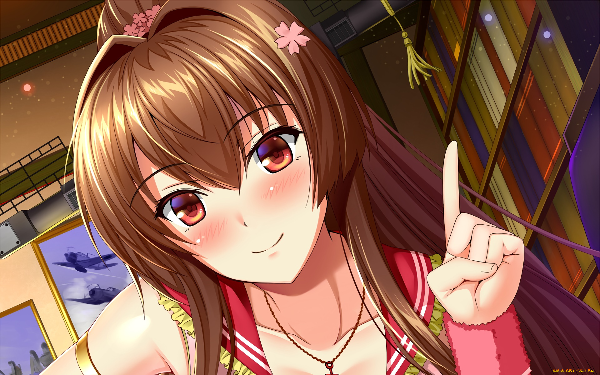 аниме, kantai, collection, фон, взгляд, девушка