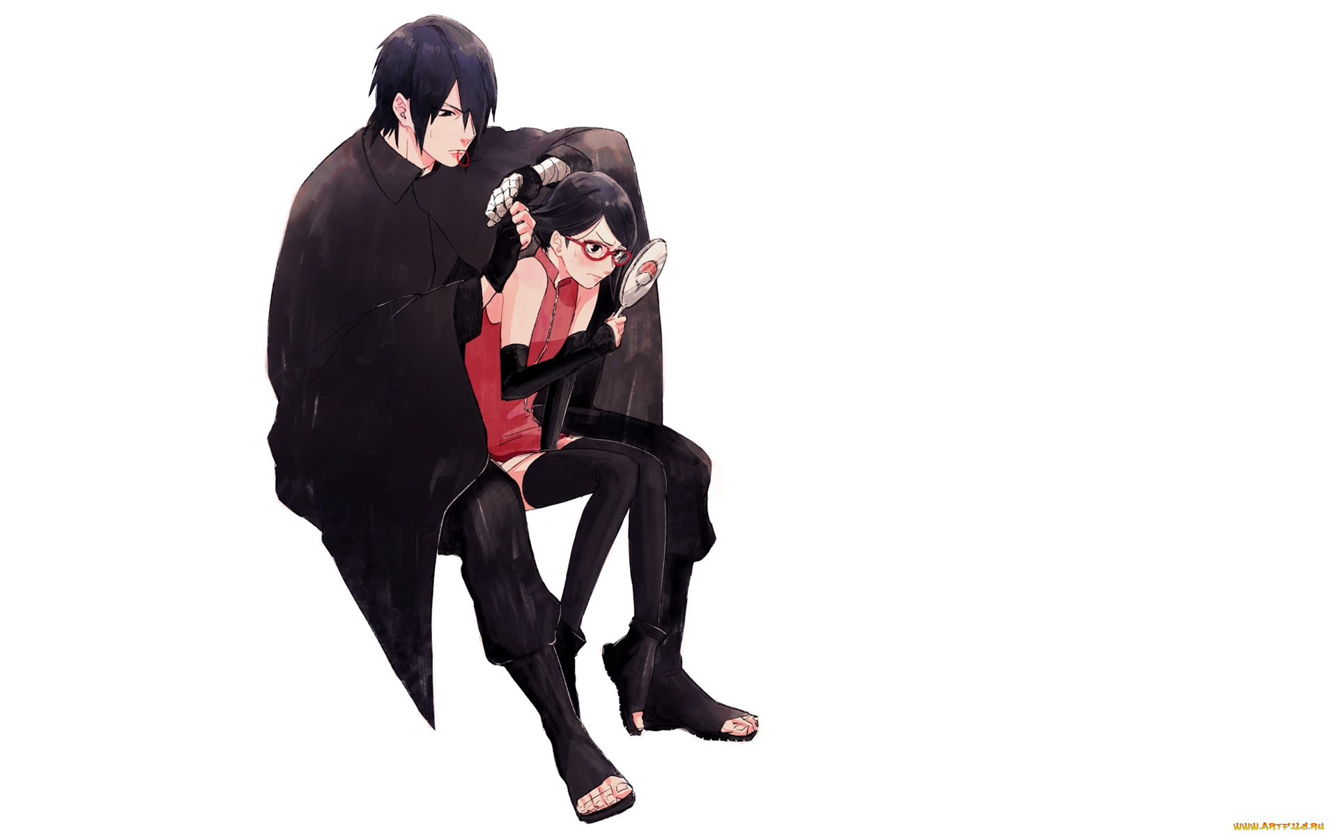 аниме, naruto, сарада, саске