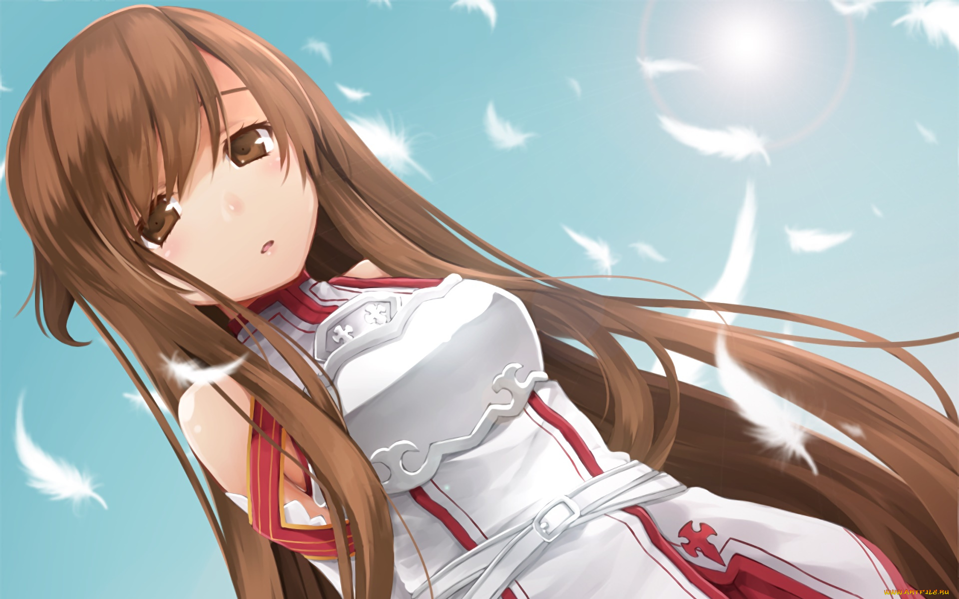 аниме, sword, art, online, взгляд, девушка, фон