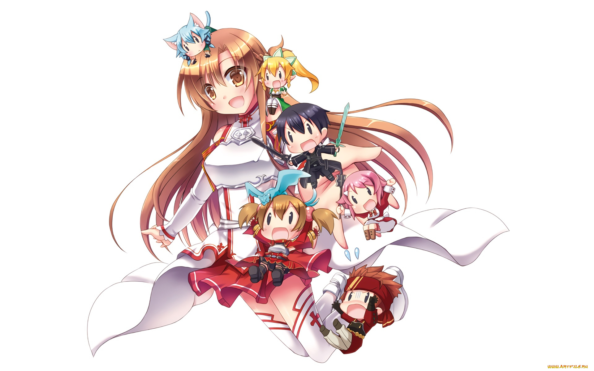 аниме, sword, art, online, взгляд, фон, девушка