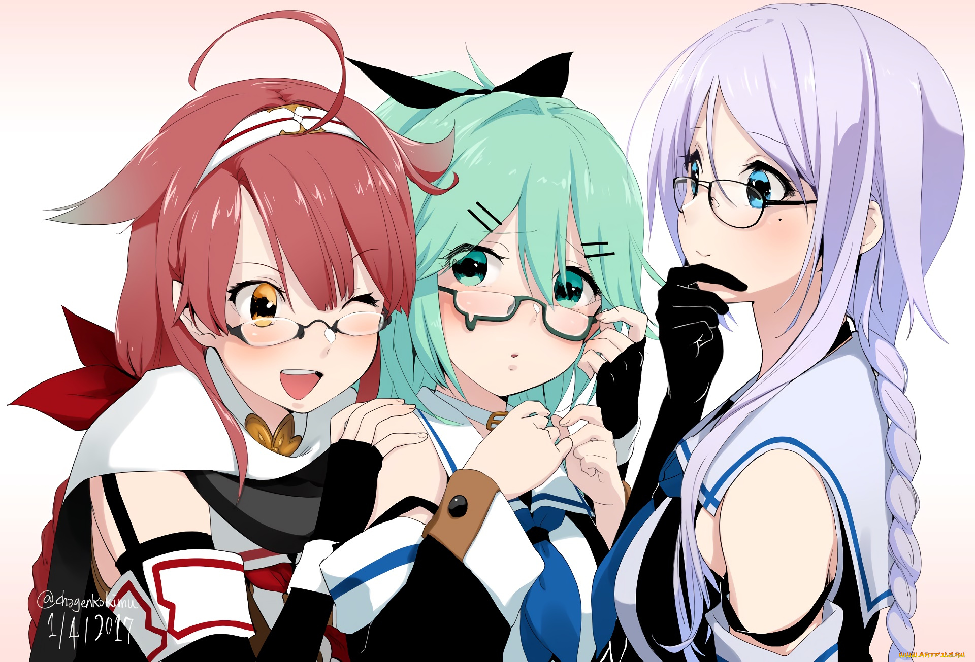 аниме, kantai, collection, фон, взгляд, девушки