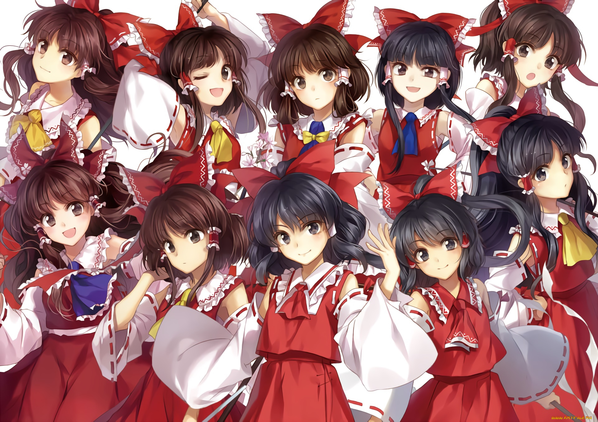 аниме, touhou, фон, взгляд, девушки