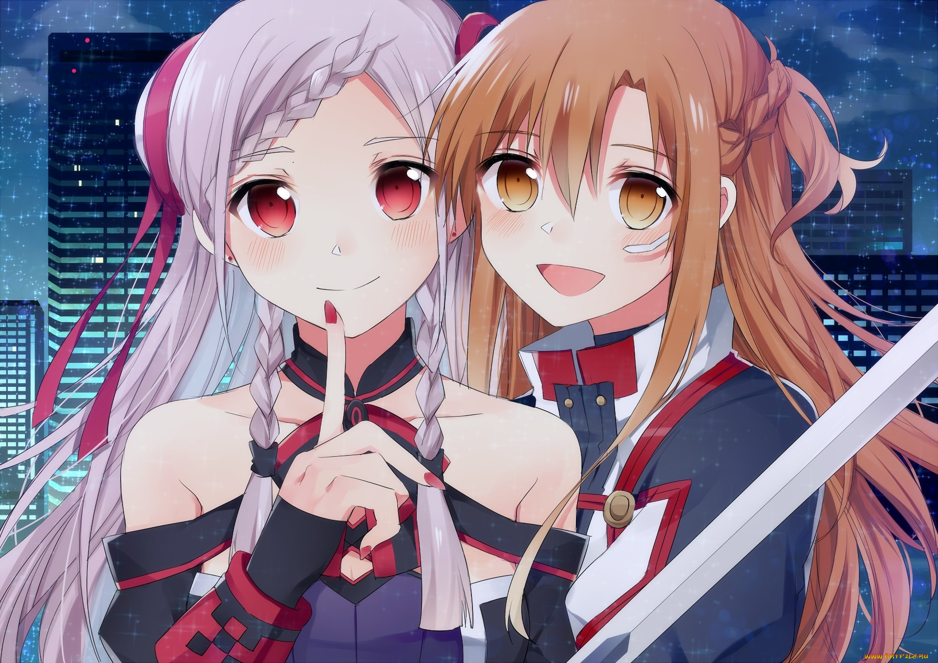 аниме, sword, art, online, девушки, фон, взгляд