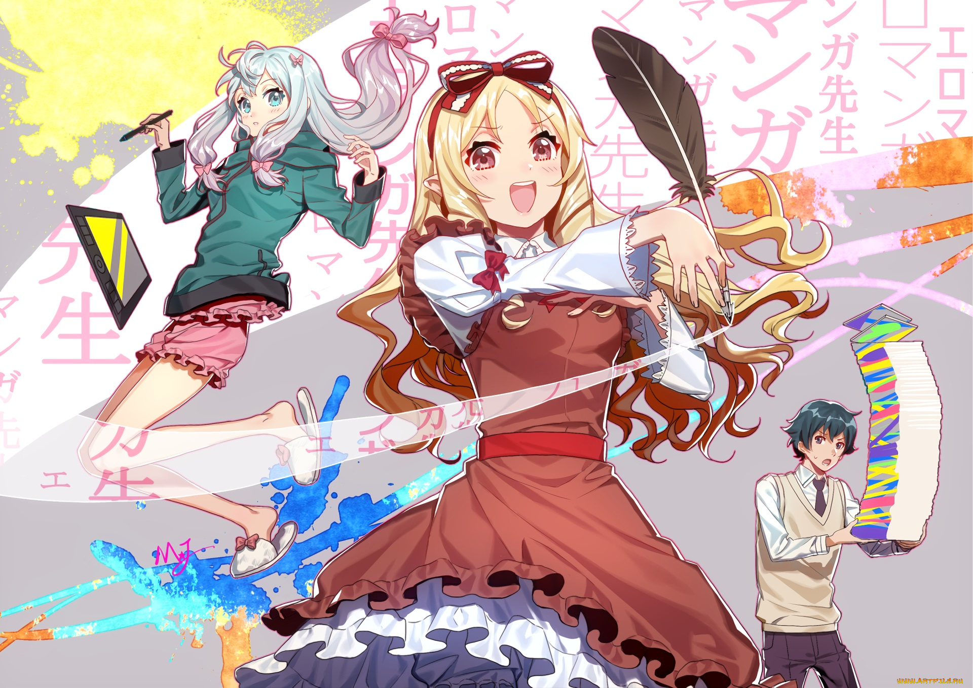 аниме, eromanga-sensei, взгляд, фон, девушка