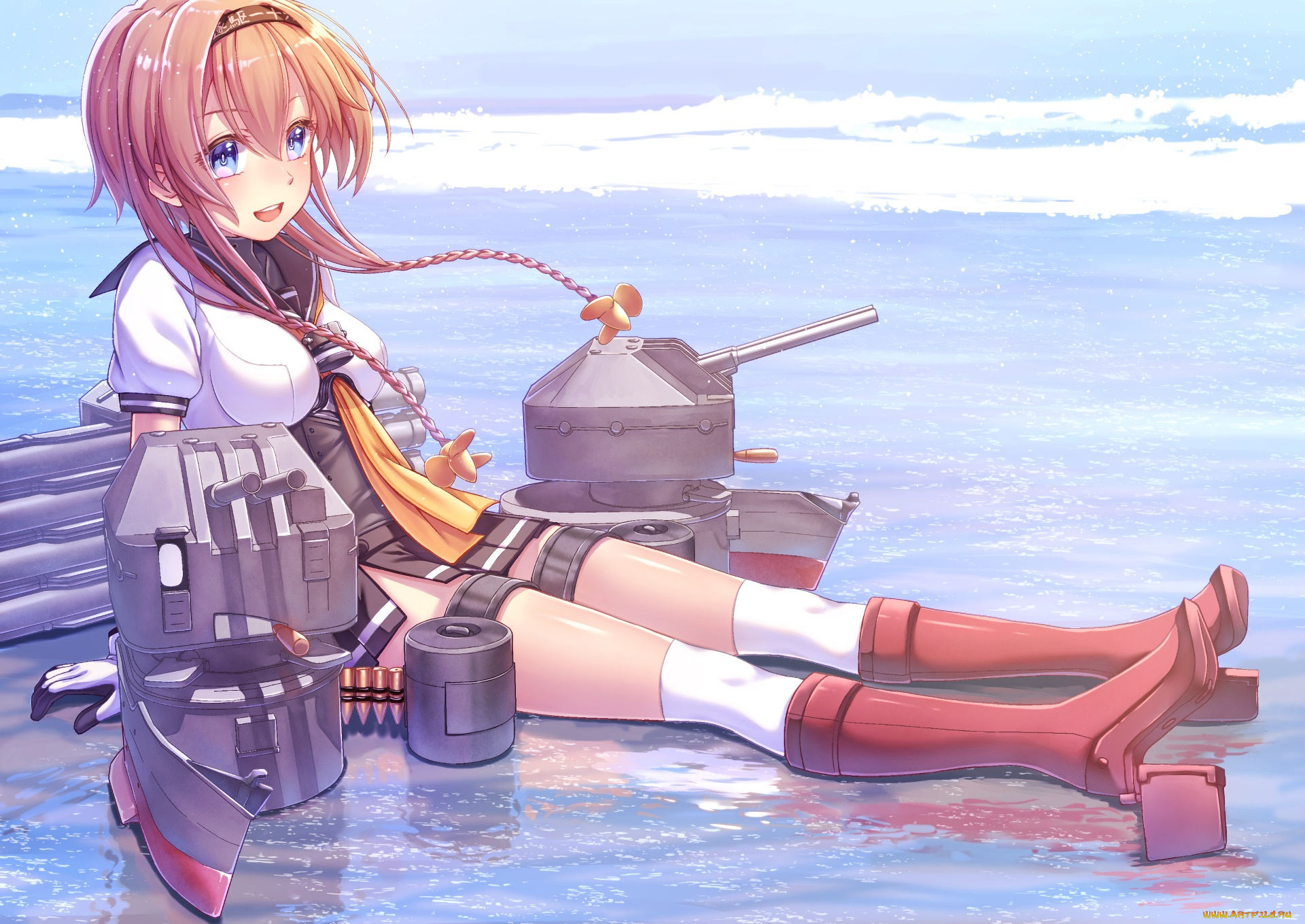 аниме, kantai, collection, взгляд, фон, девушка