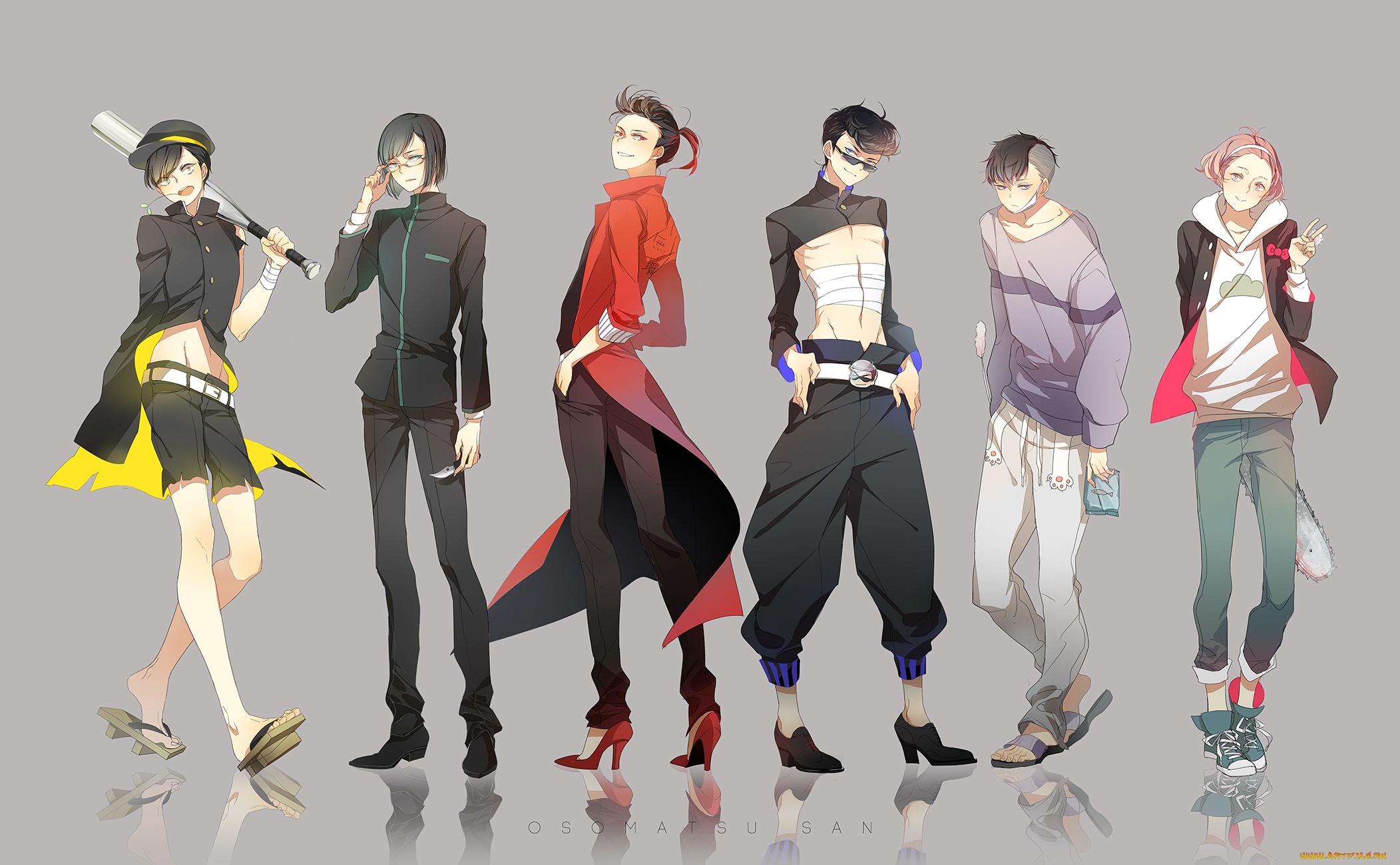 аниме, osomatsu-san, парни