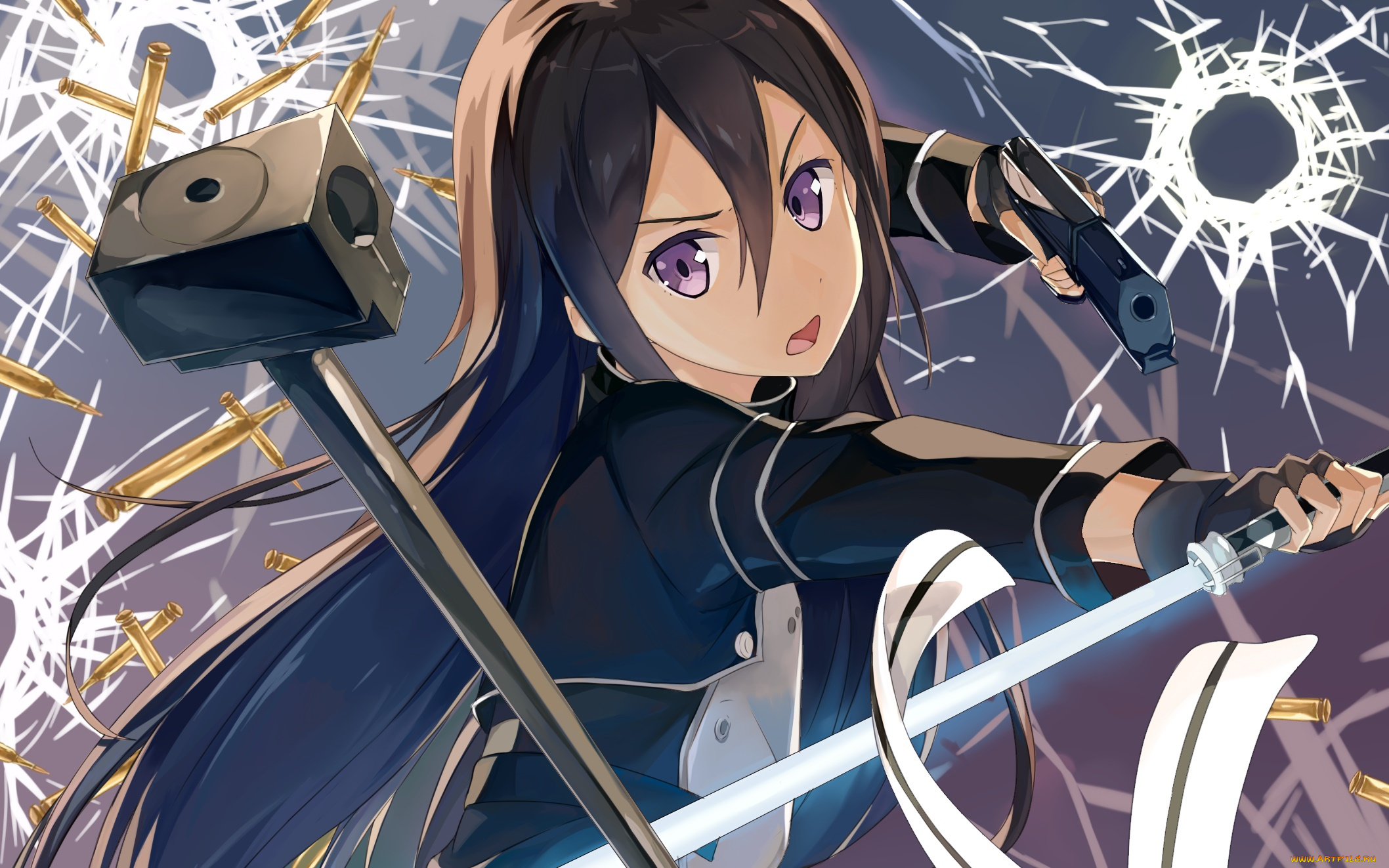 аниме, sword, art, online, фон, взгляд, девушка