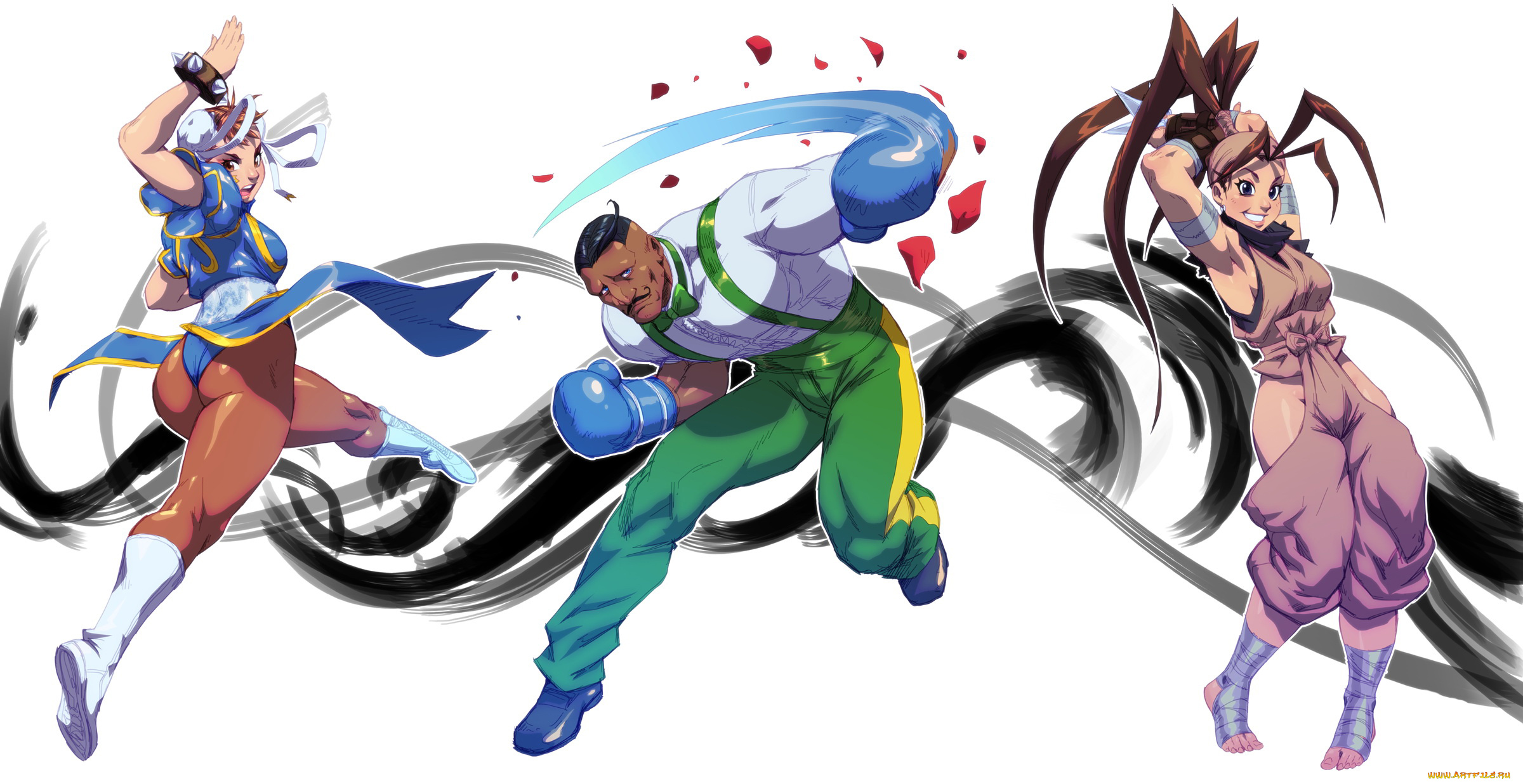 рисованное, комиксы, мужчина, девушки, боксер, взгляд, фон, униформа