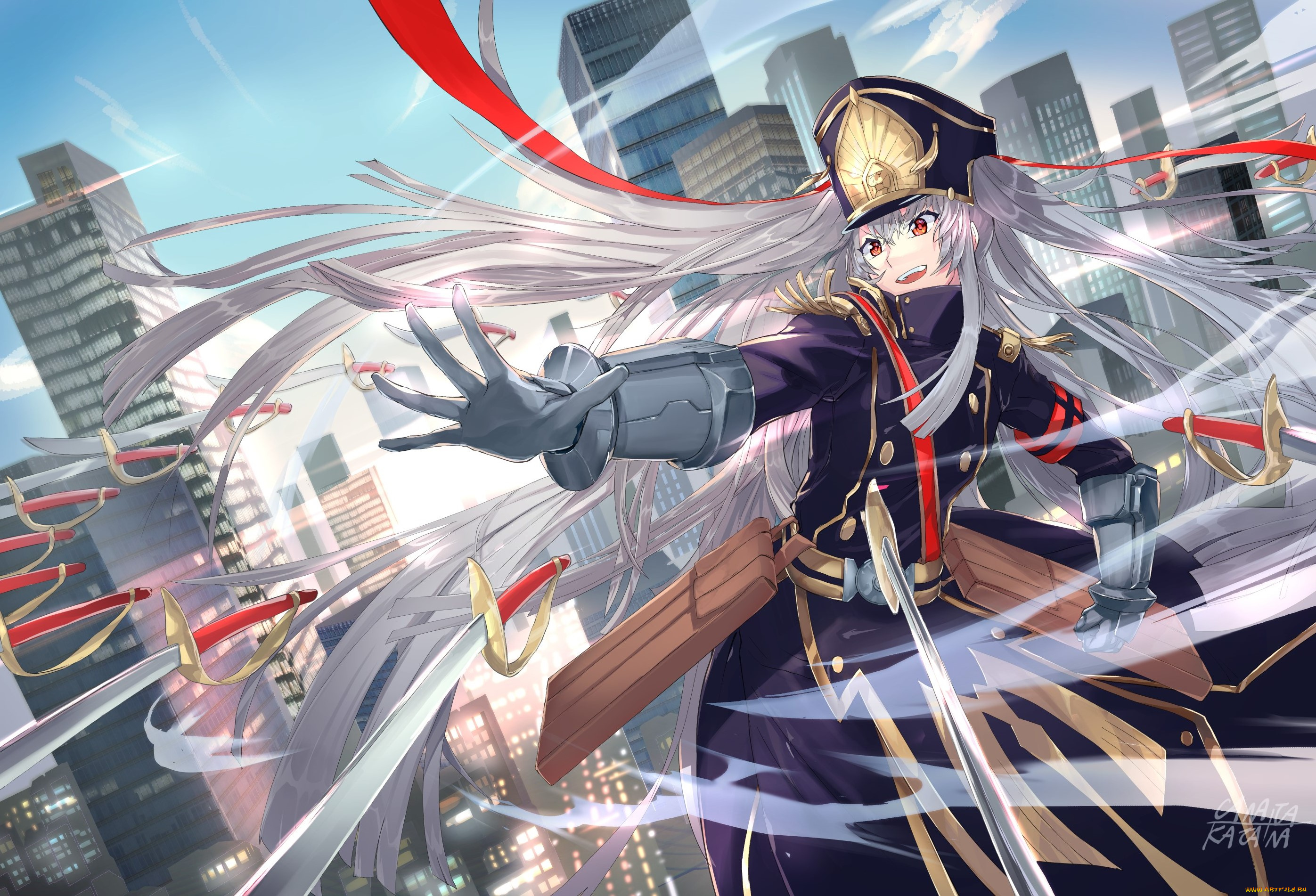 аниме, re, , creators, фон, взгляд, девушка