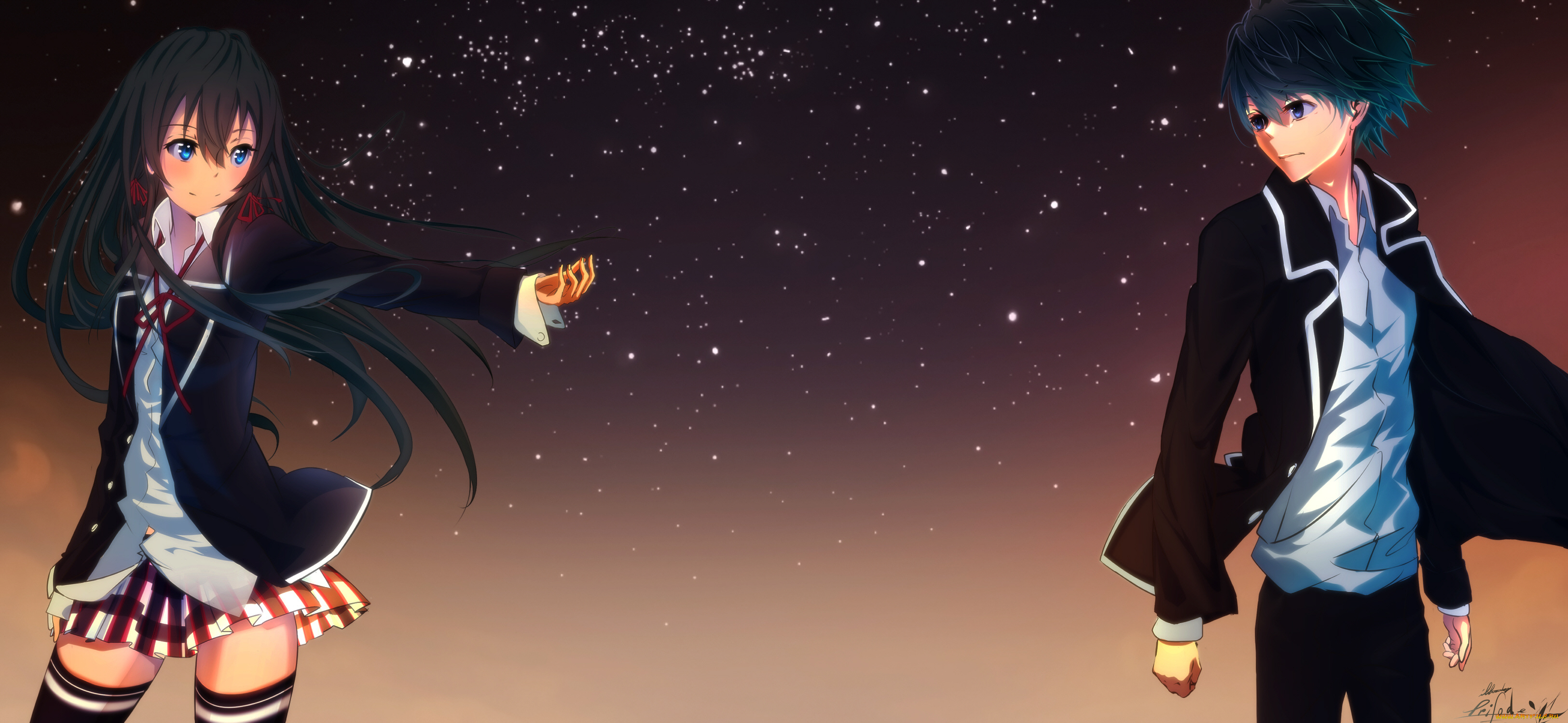 аниме, oregairu, двое