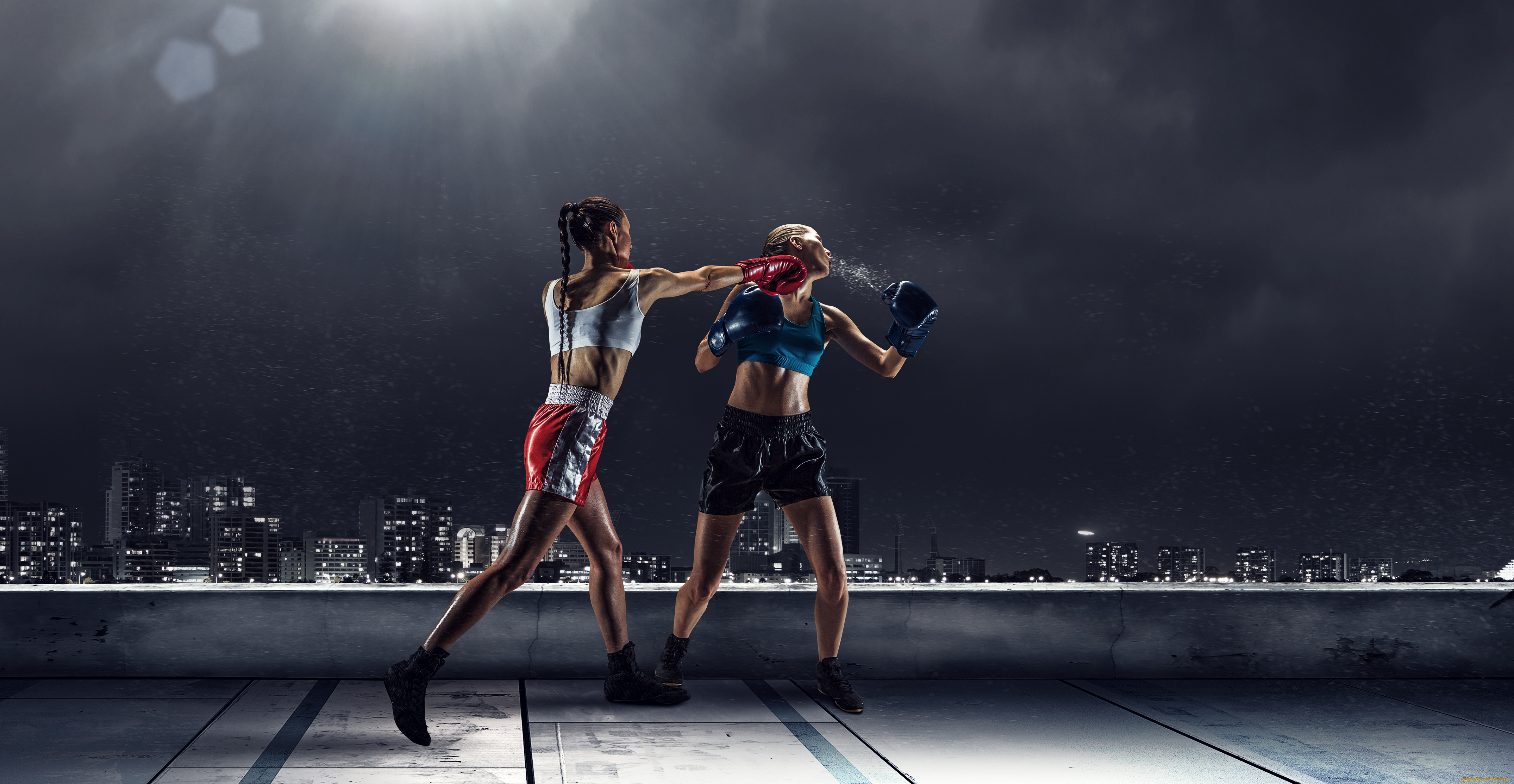 спорт, бокс, девушки, взгляд, фон