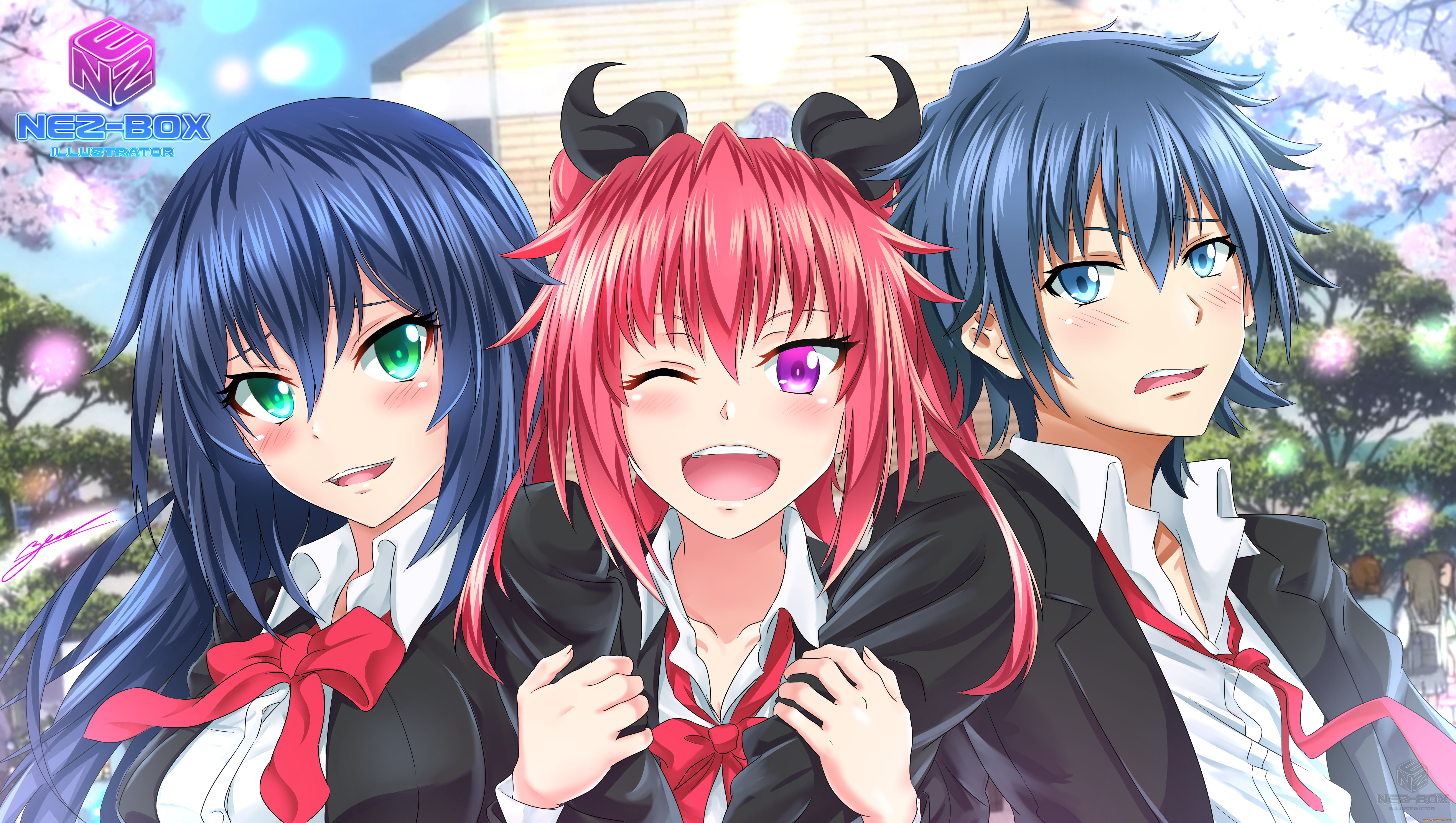 аниме, oregairu, трое