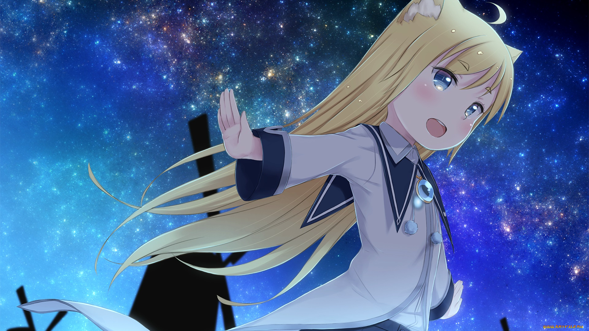 аниме, животные, , существа, фон, взгляд, девушка