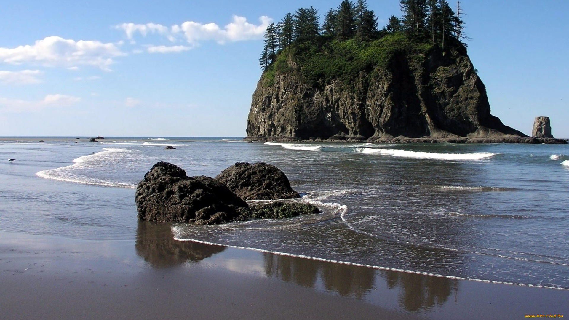 природа, побережье, камни, скала