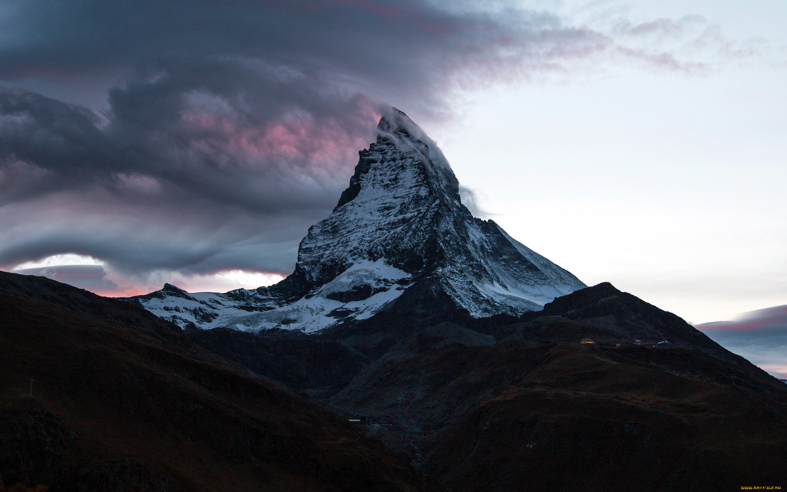 природа, горы, гора, тучи, вершина